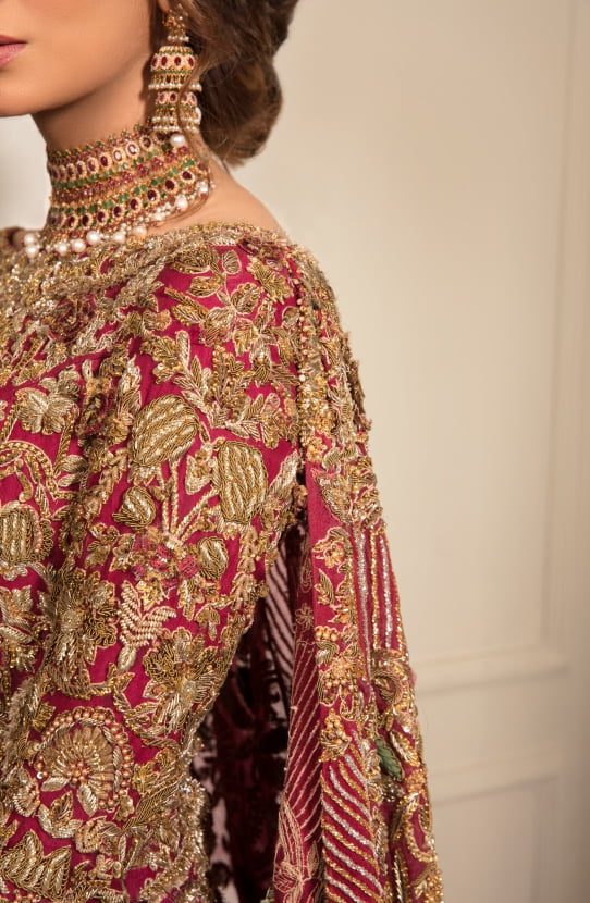 Bridal Mermaid Silhouette with an Attached Cape Paired with Lehenga