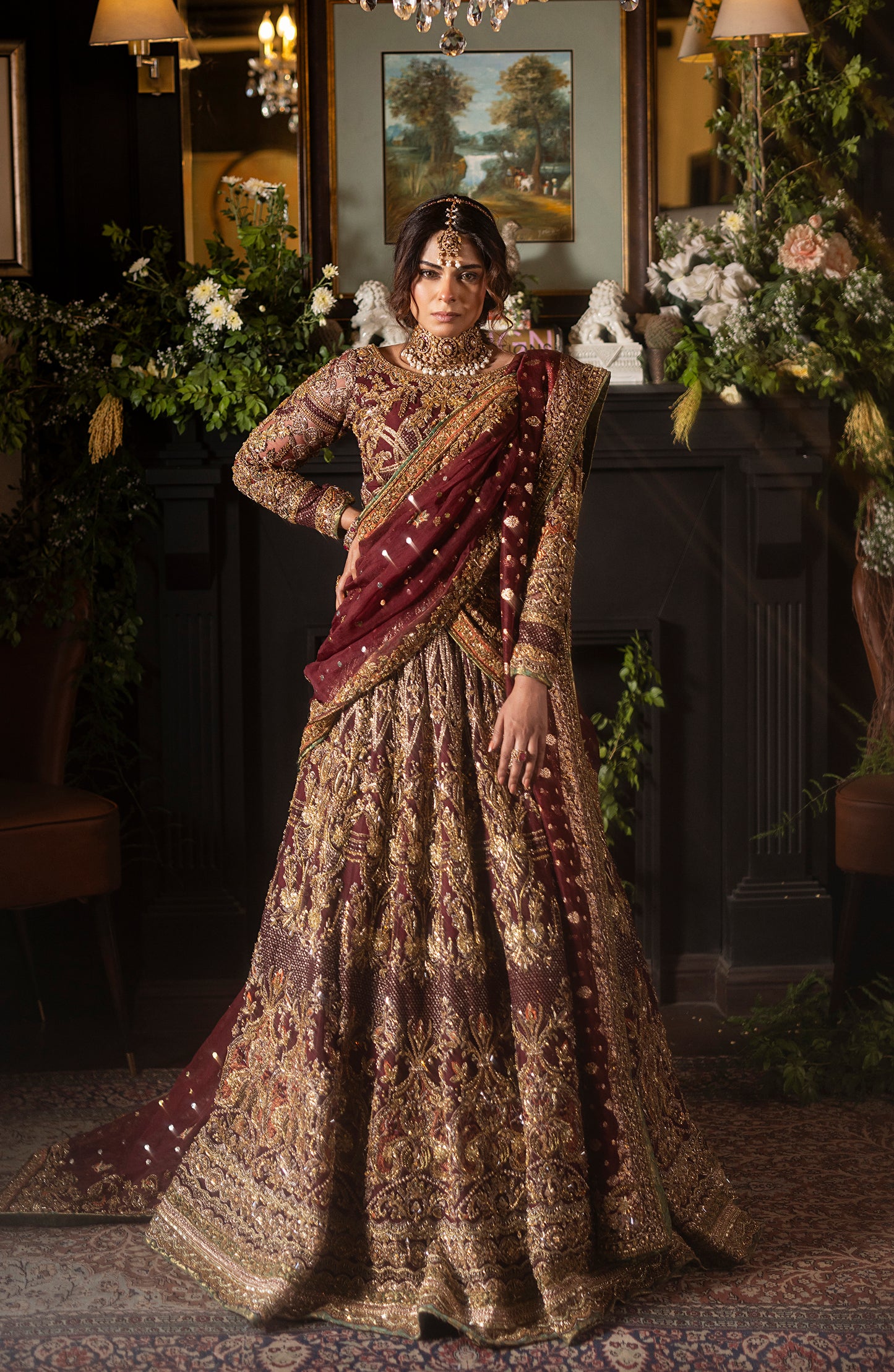 Red Formal Set with Sharara & Dupatta