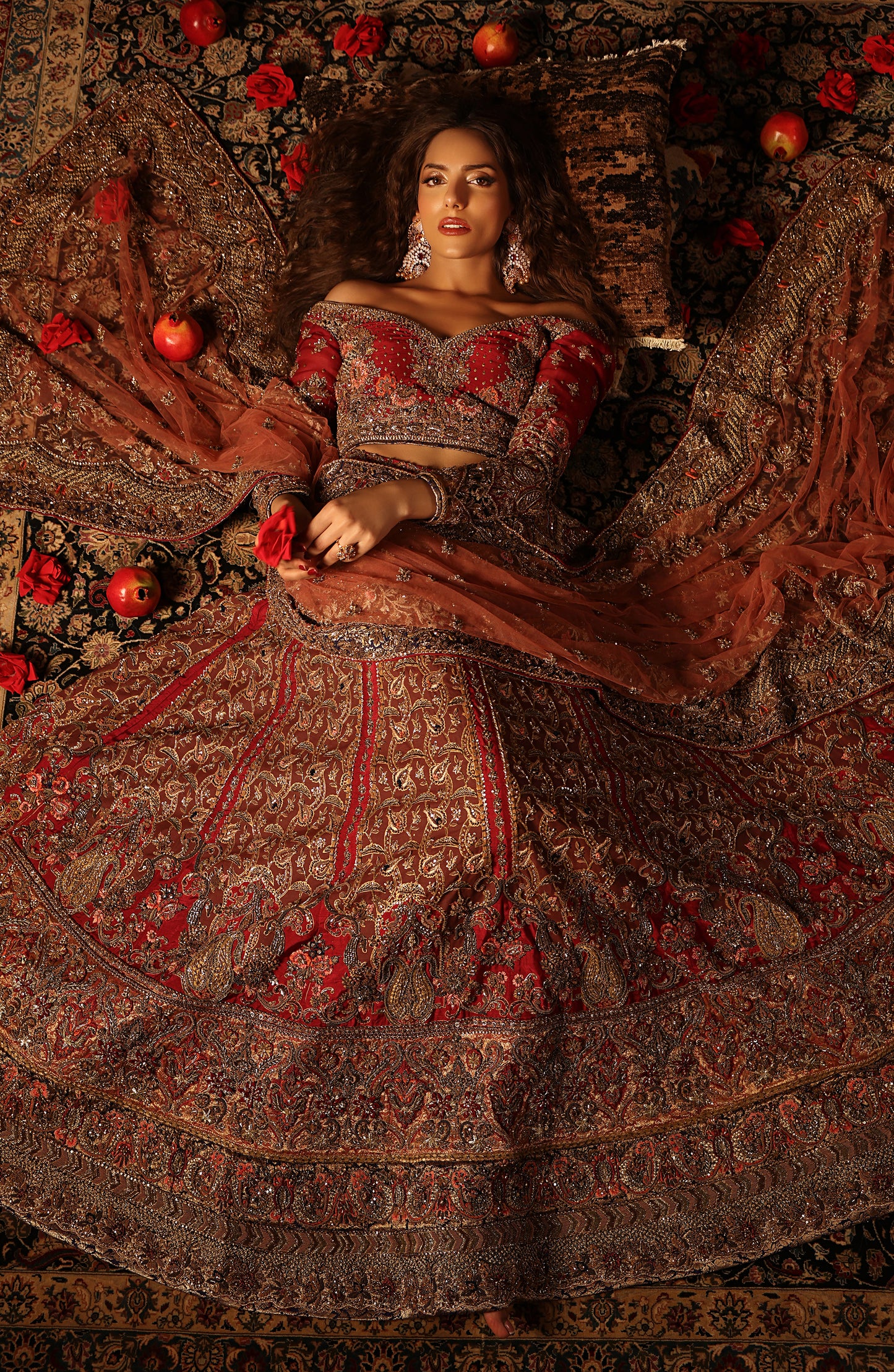Raqs-e-Gul – Red Bridal Lehenga Set