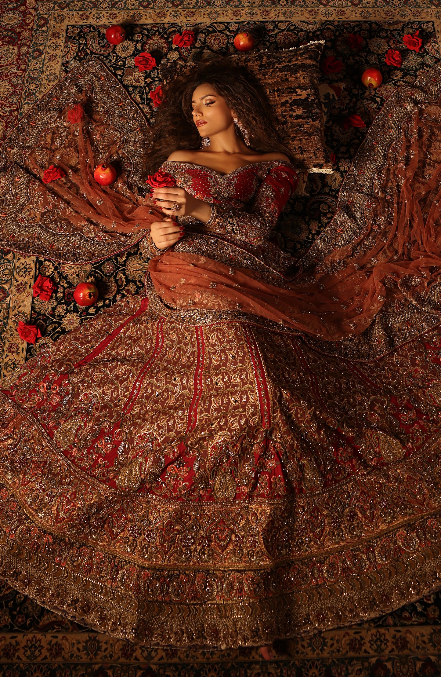 Raqs-e-Gul – Red Bridal Lehenga Set