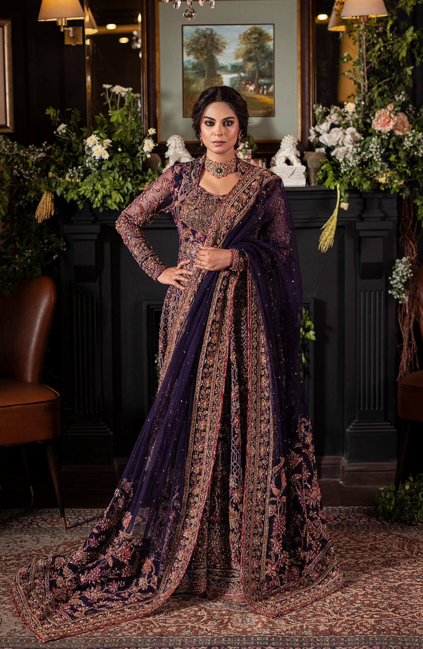 Irish Purple Gown with Lehanga & Dupatta