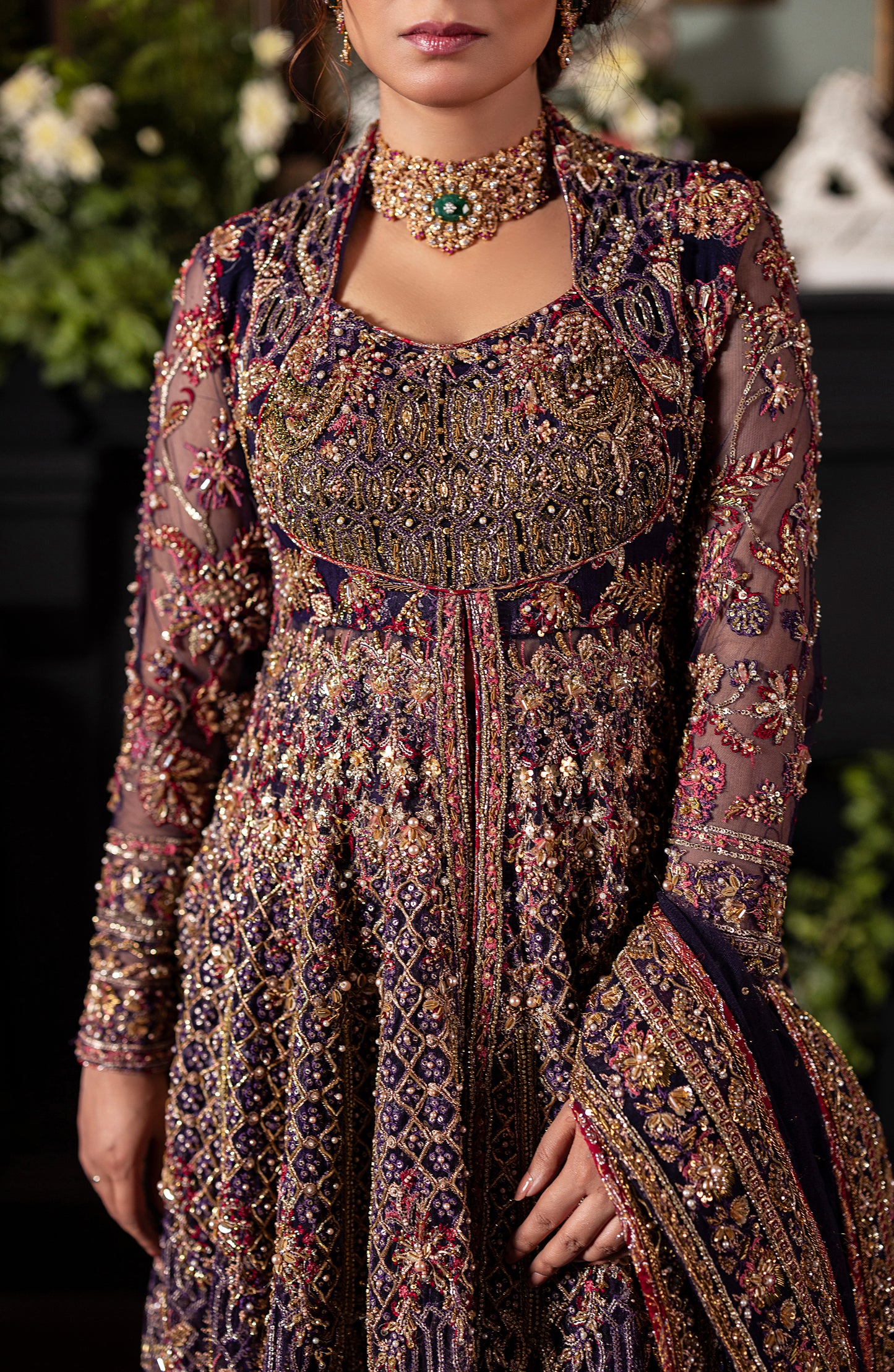 Irish Purple Gown with Lehanga & Dupatta