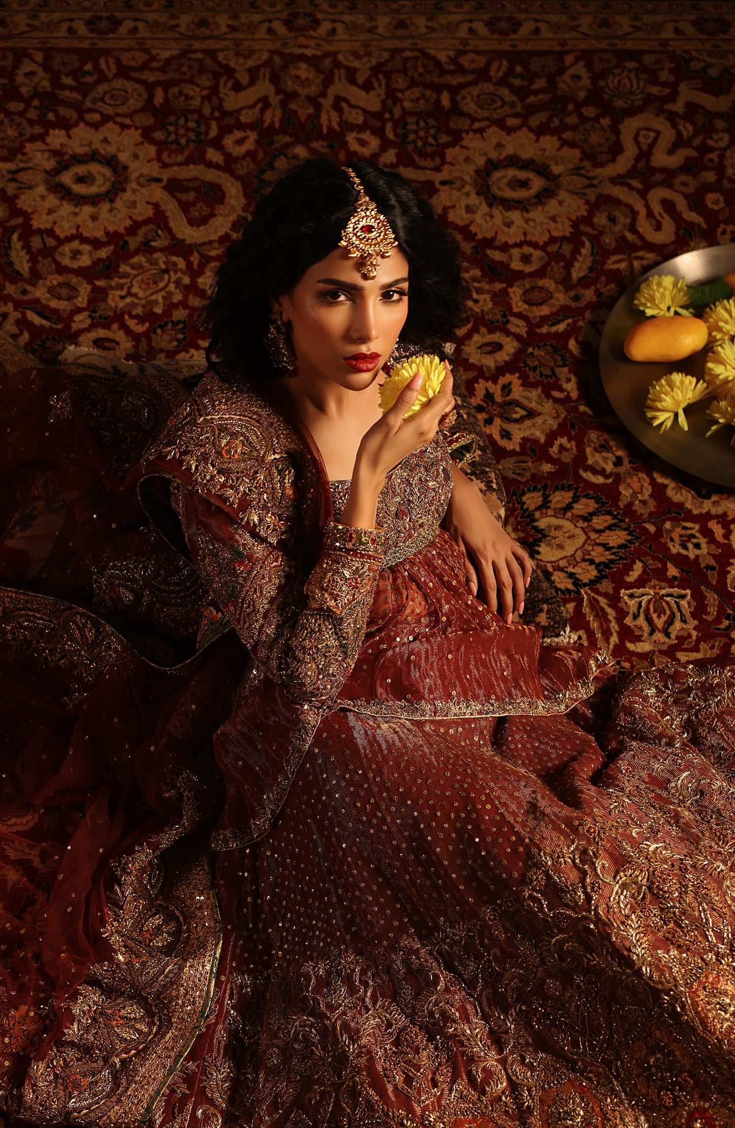 Shalimar Red – Tissue Bridal Ensemble