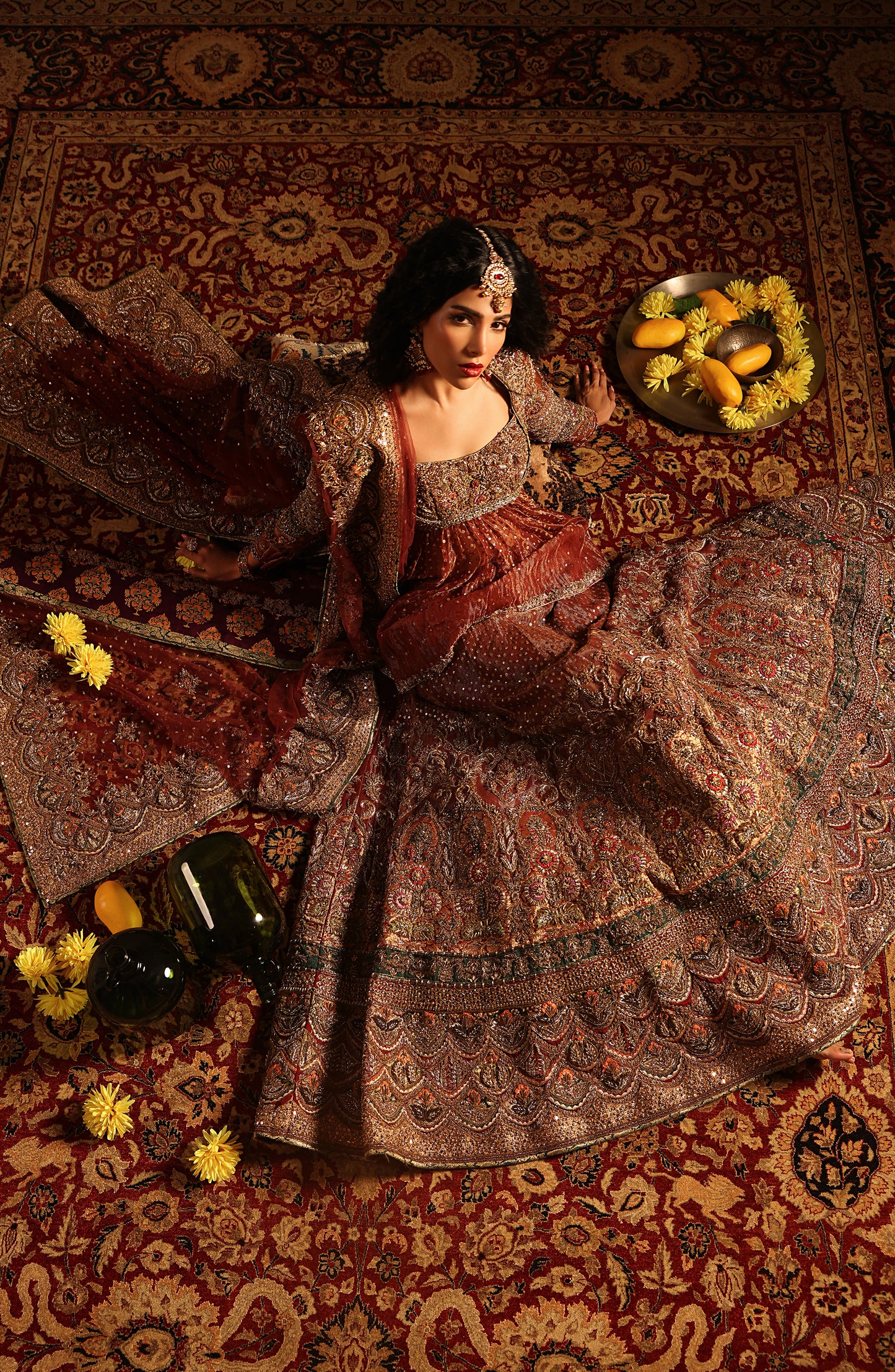 Shalimar Red – Tissue Bridal Ensemble