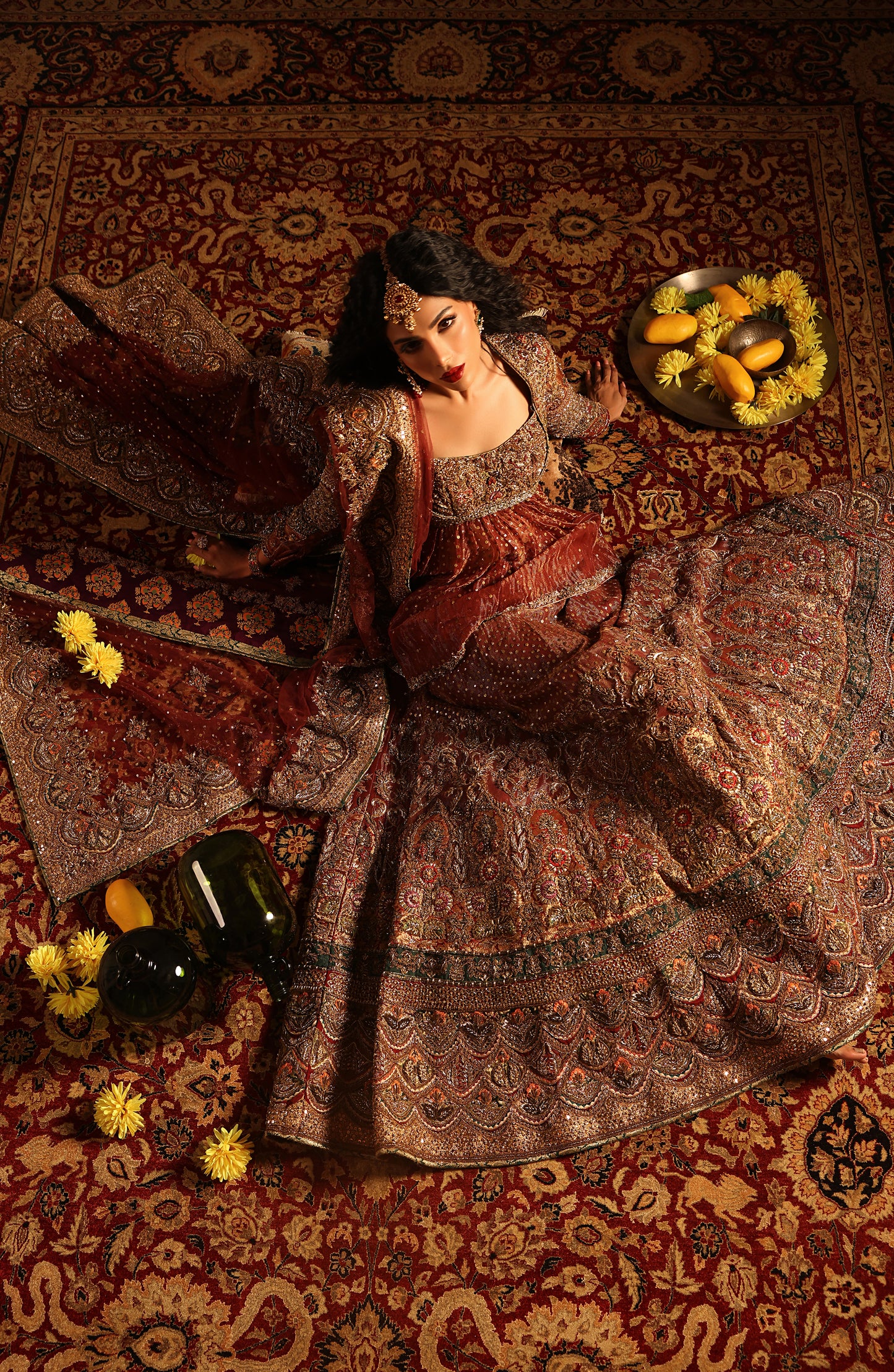 Shalimar Red – Tissue Bridal Ensemble