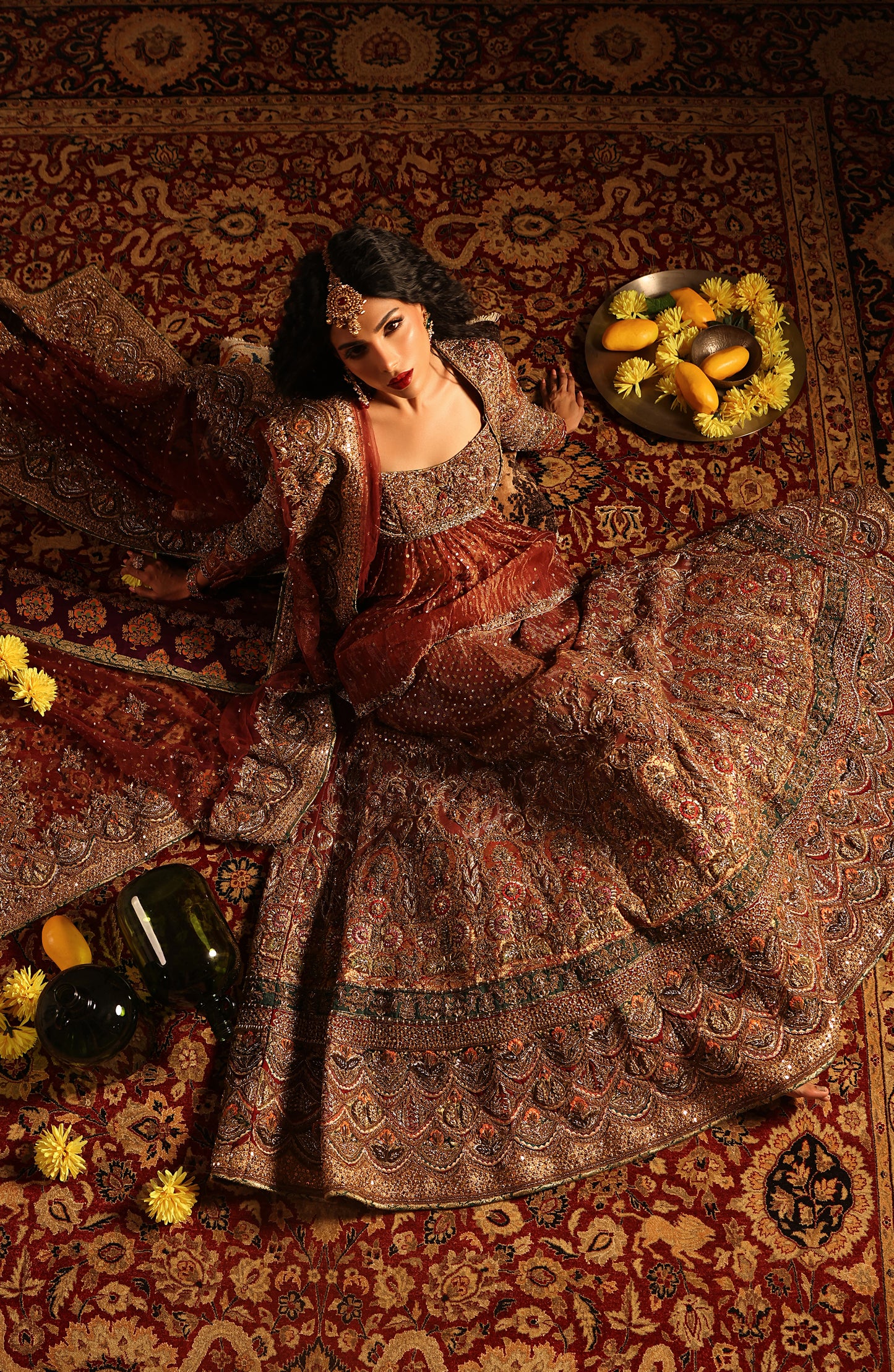Shalimar Red – Tissue Bridal Ensemble