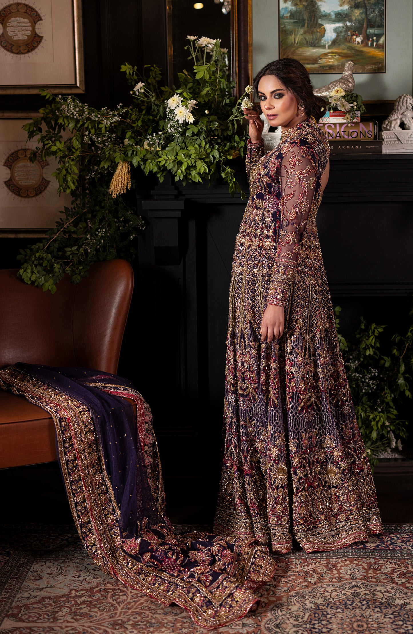 Irish Purple Gown with Lehanga & Dupatta