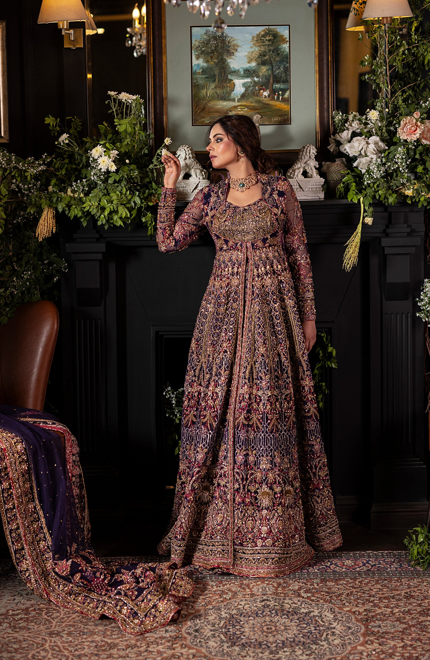 Irish Purple Gown with Lehanga & Dupatta