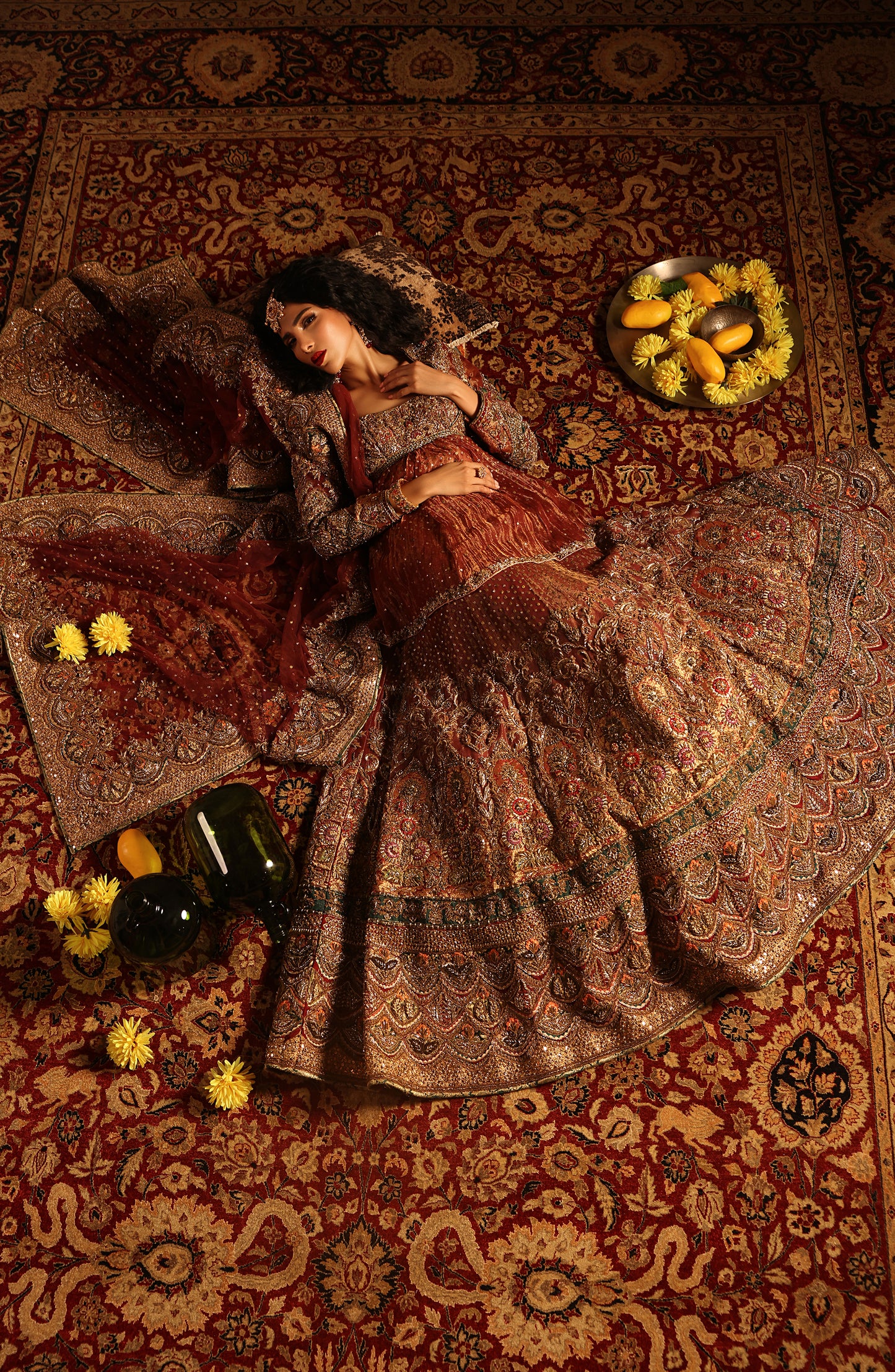 Shalimar Red – Tissue Bridal Ensemble