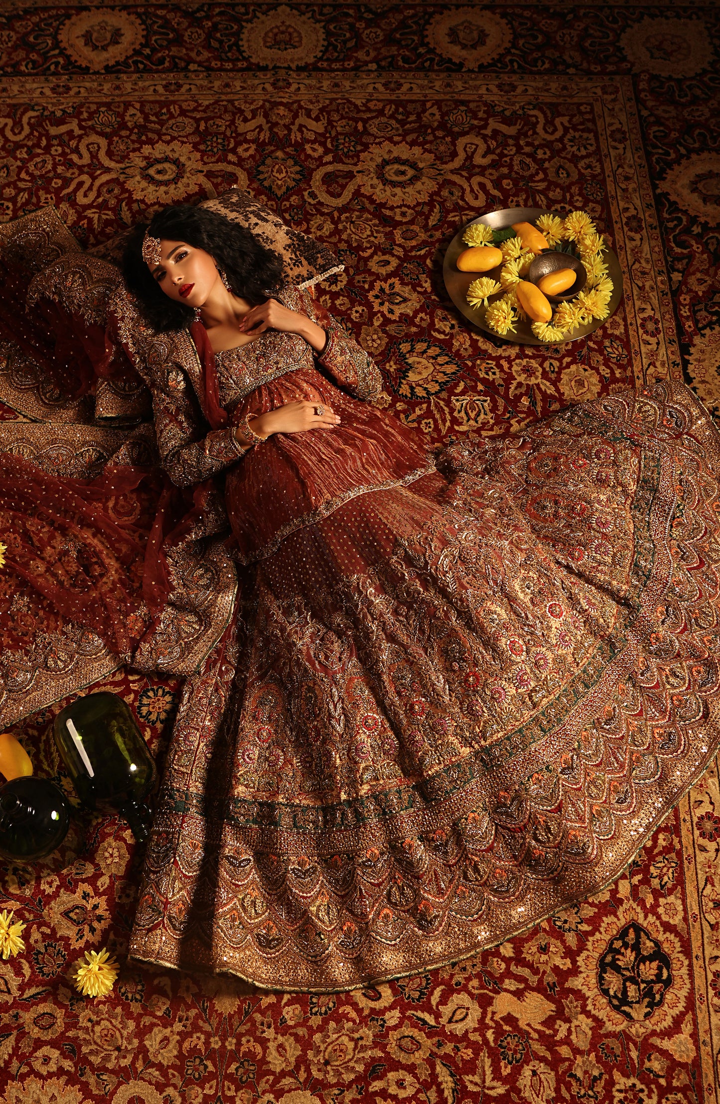 Shalimar Red – Tissue Bridal Ensemble