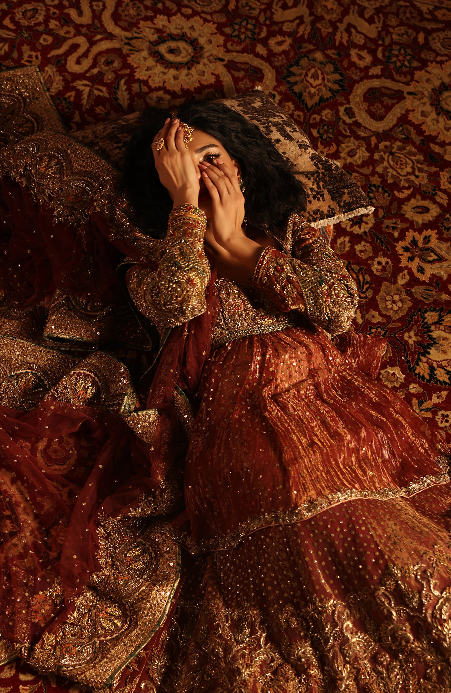 Shalimar Red – Tissue Bridal Ensemble