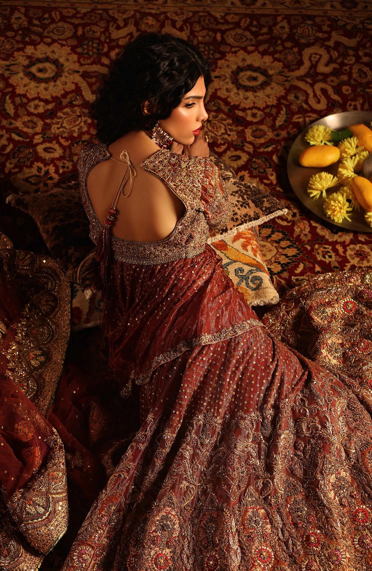 Shalimar Red – Tissue Bridal Ensemble