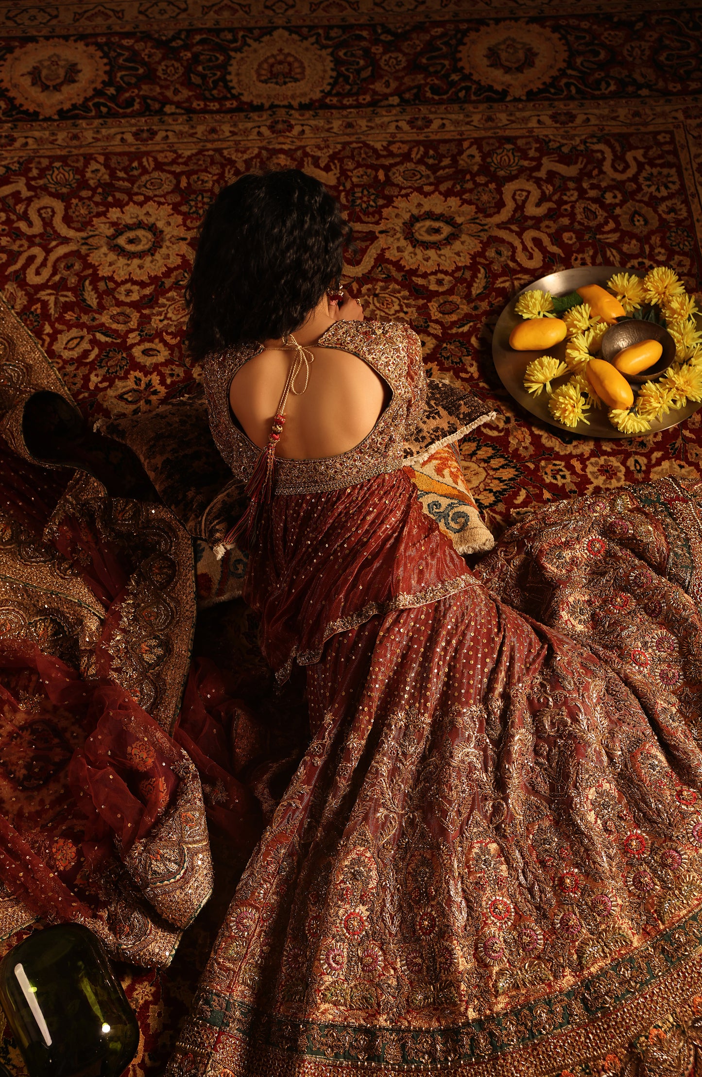 Shalimar Red – Tissue Bridal Ensemble