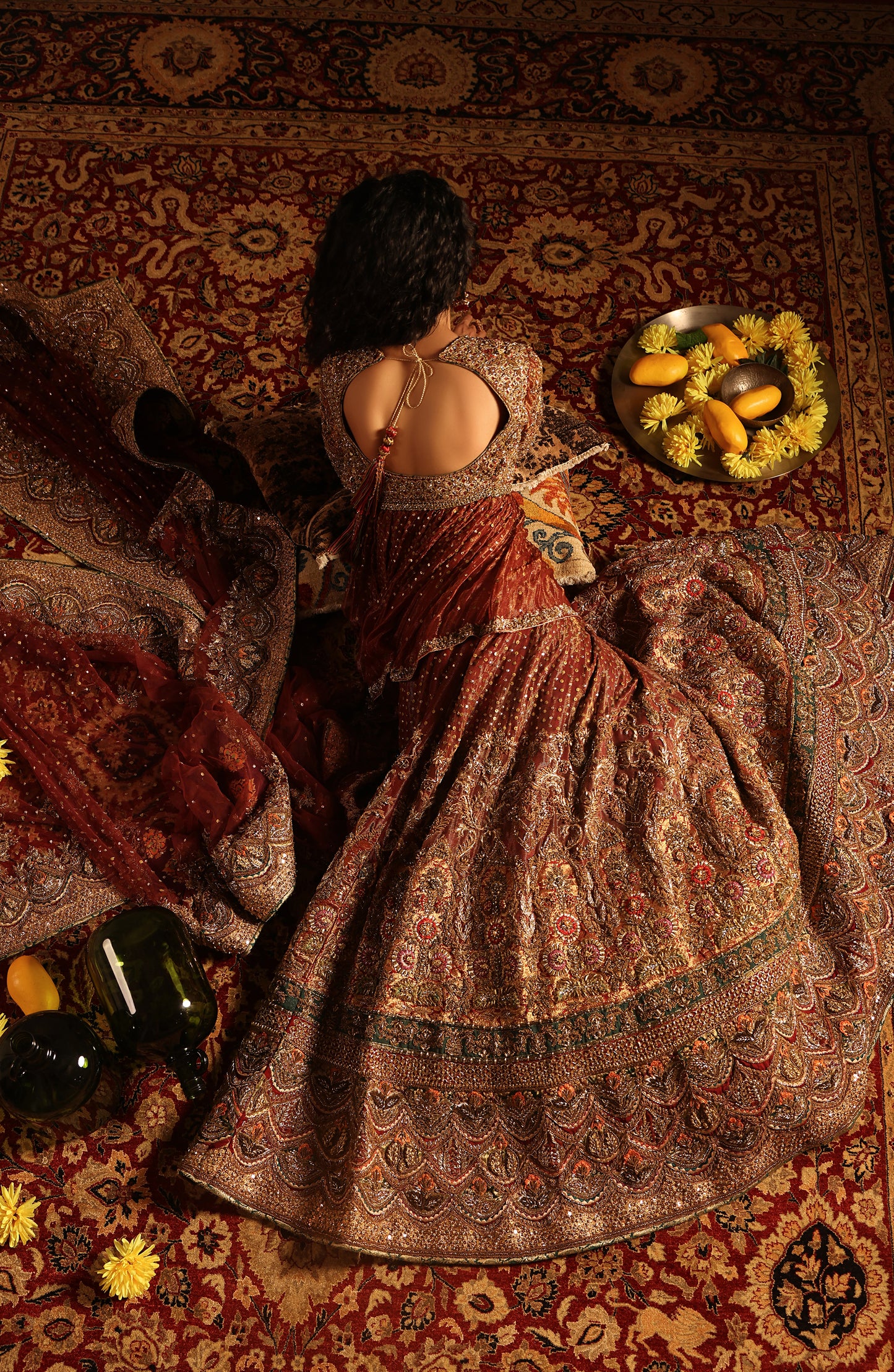 Shalimar Red – Tissue Bridal Ensemble