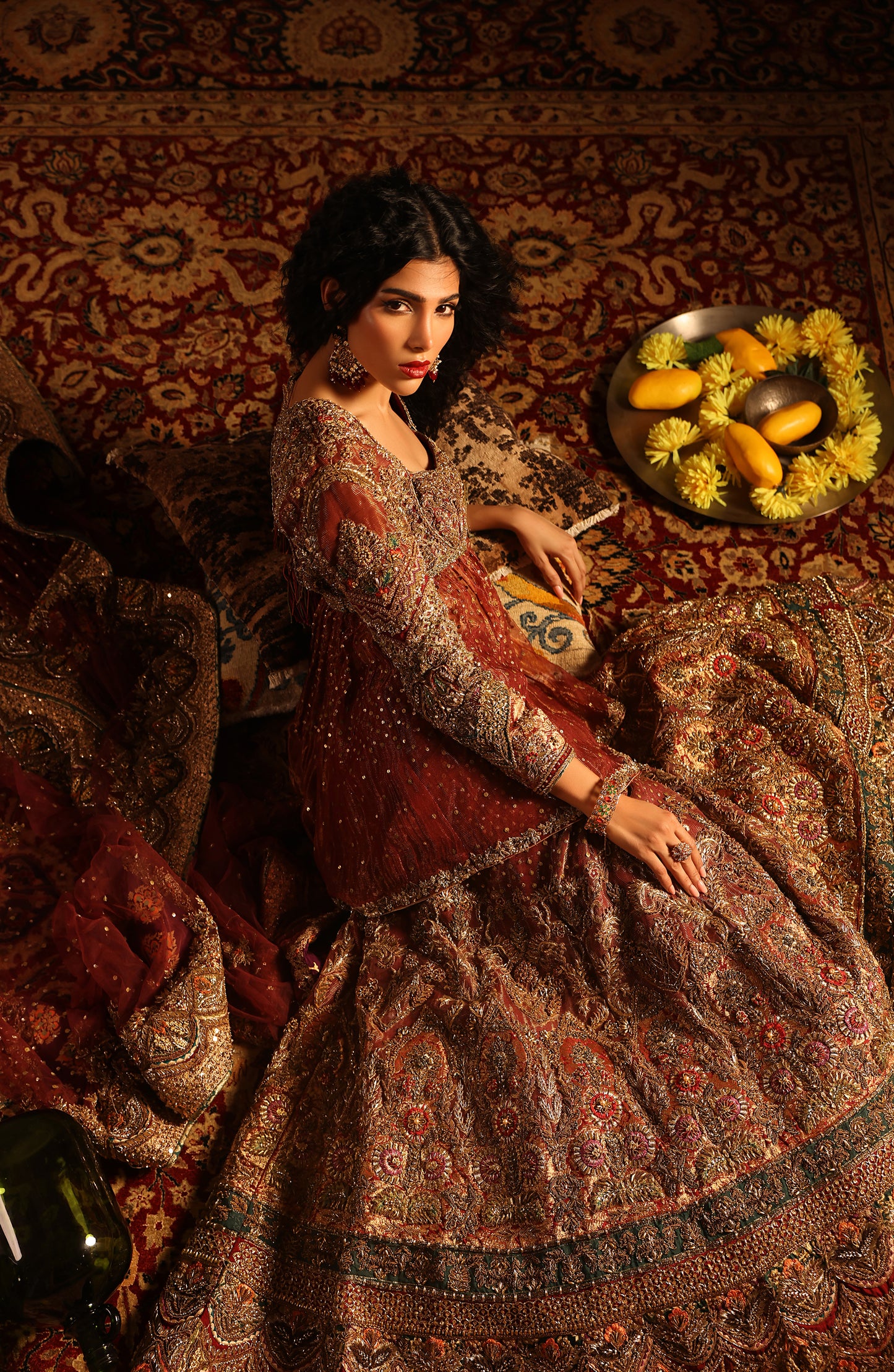 Shalimar Red – Tissue Bridal Ensemble
