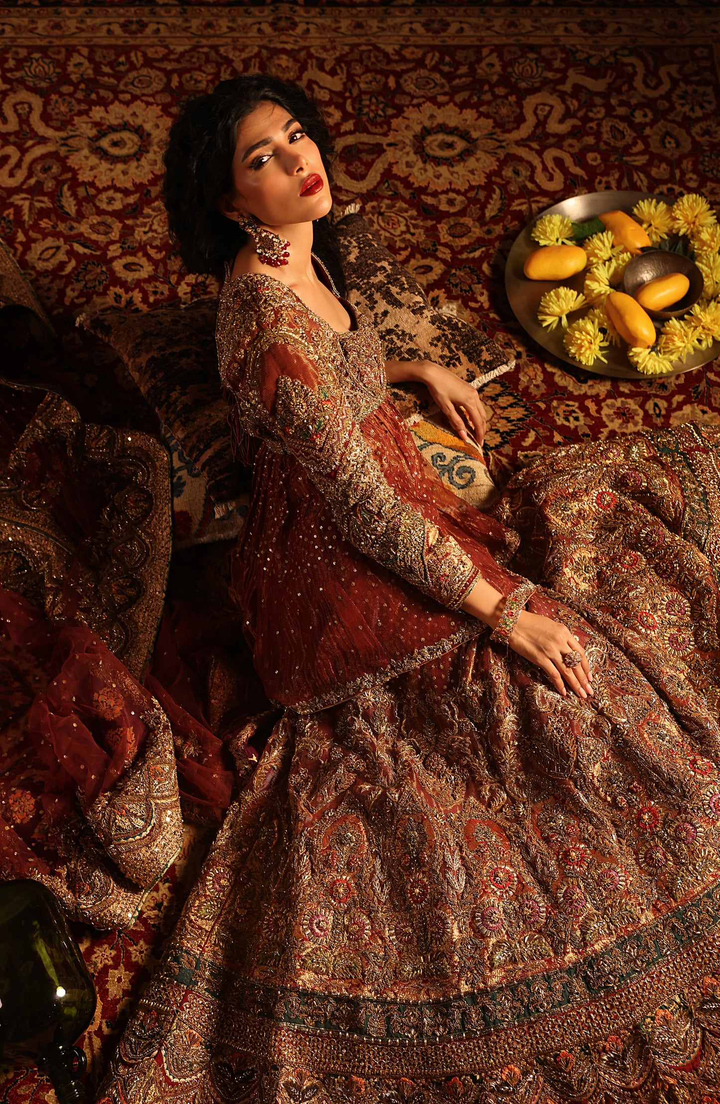 Shalimar Red – Tissue Bridal Ensemble
