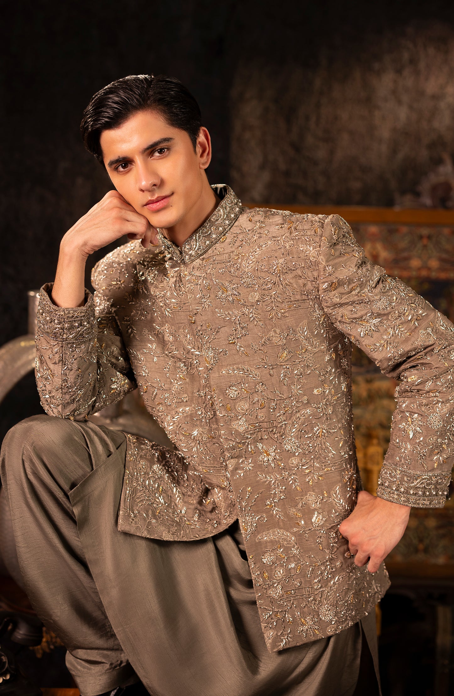Zaroon – Fossil Grey Sherwani