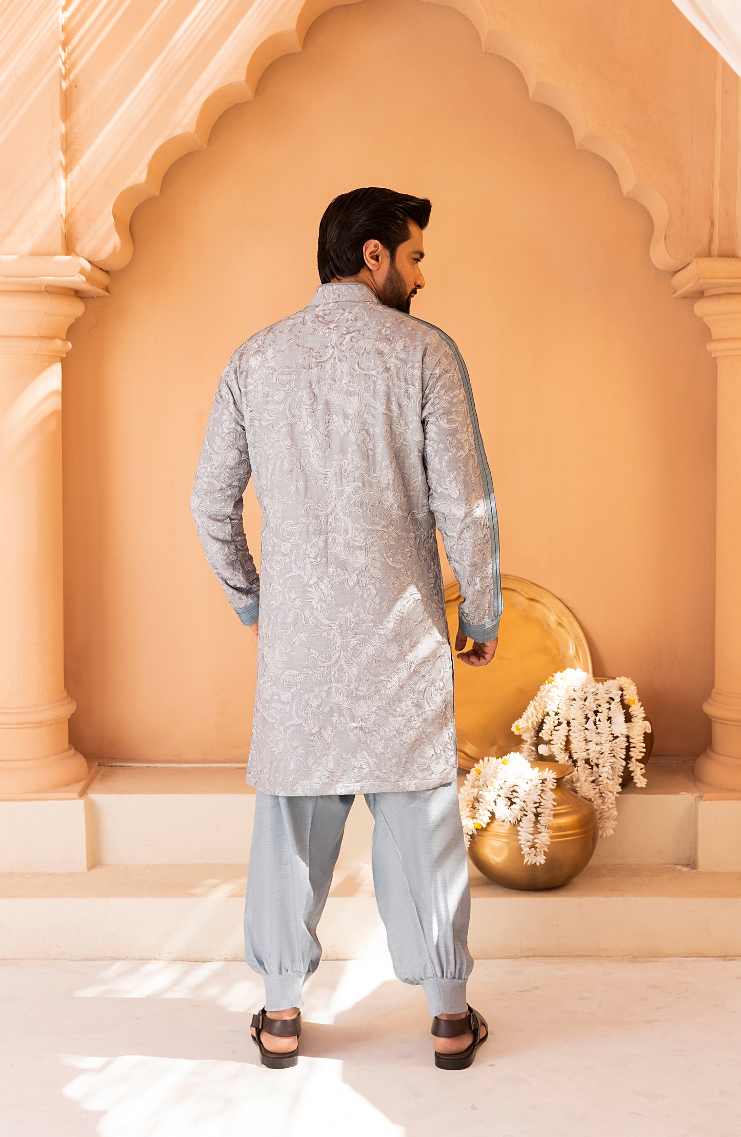 Frosty Blue Embroidered Kurta Shalwar Kameez