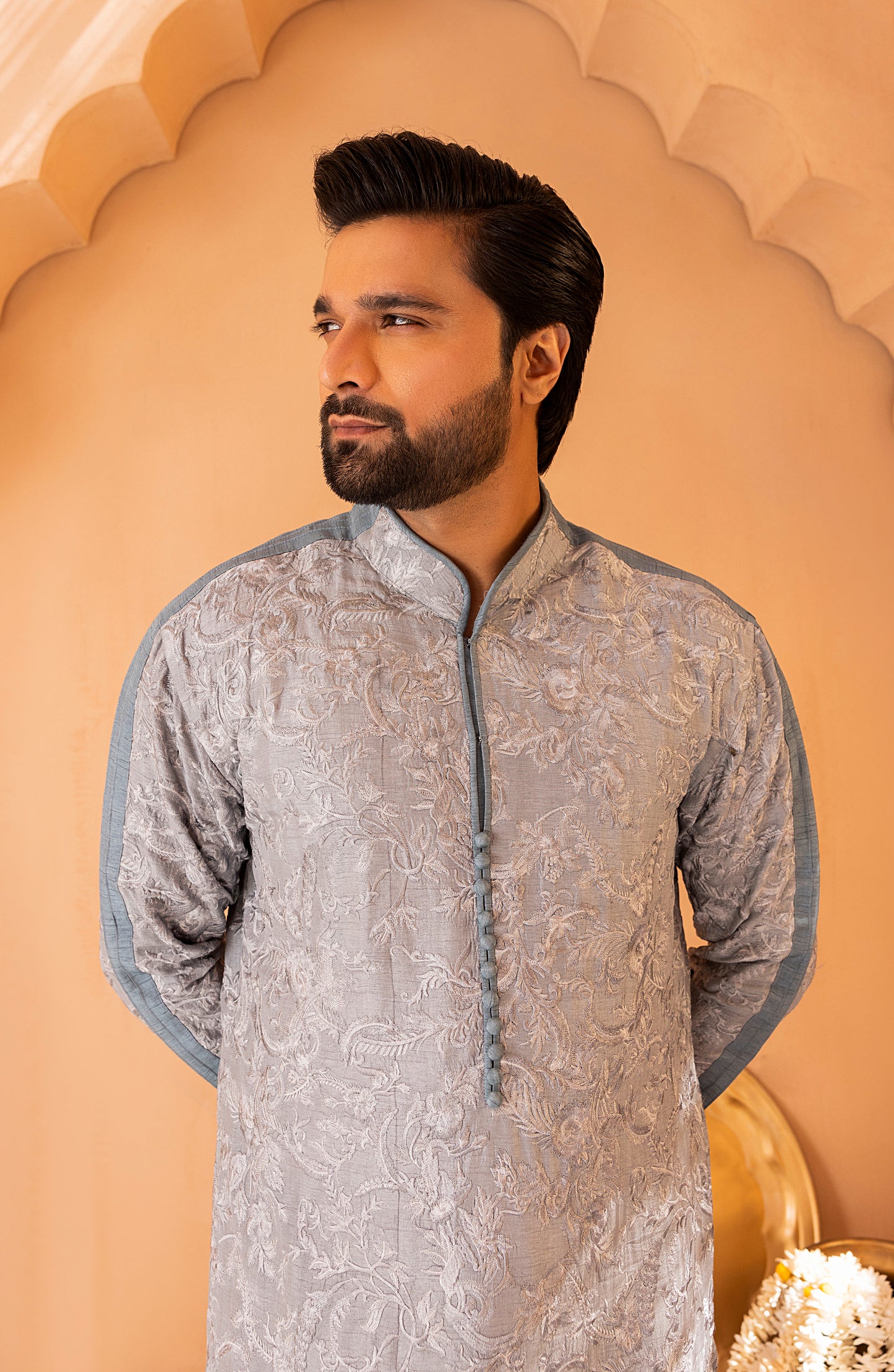 Frosty Blue Embroidered Kurta Shalwar Kameez