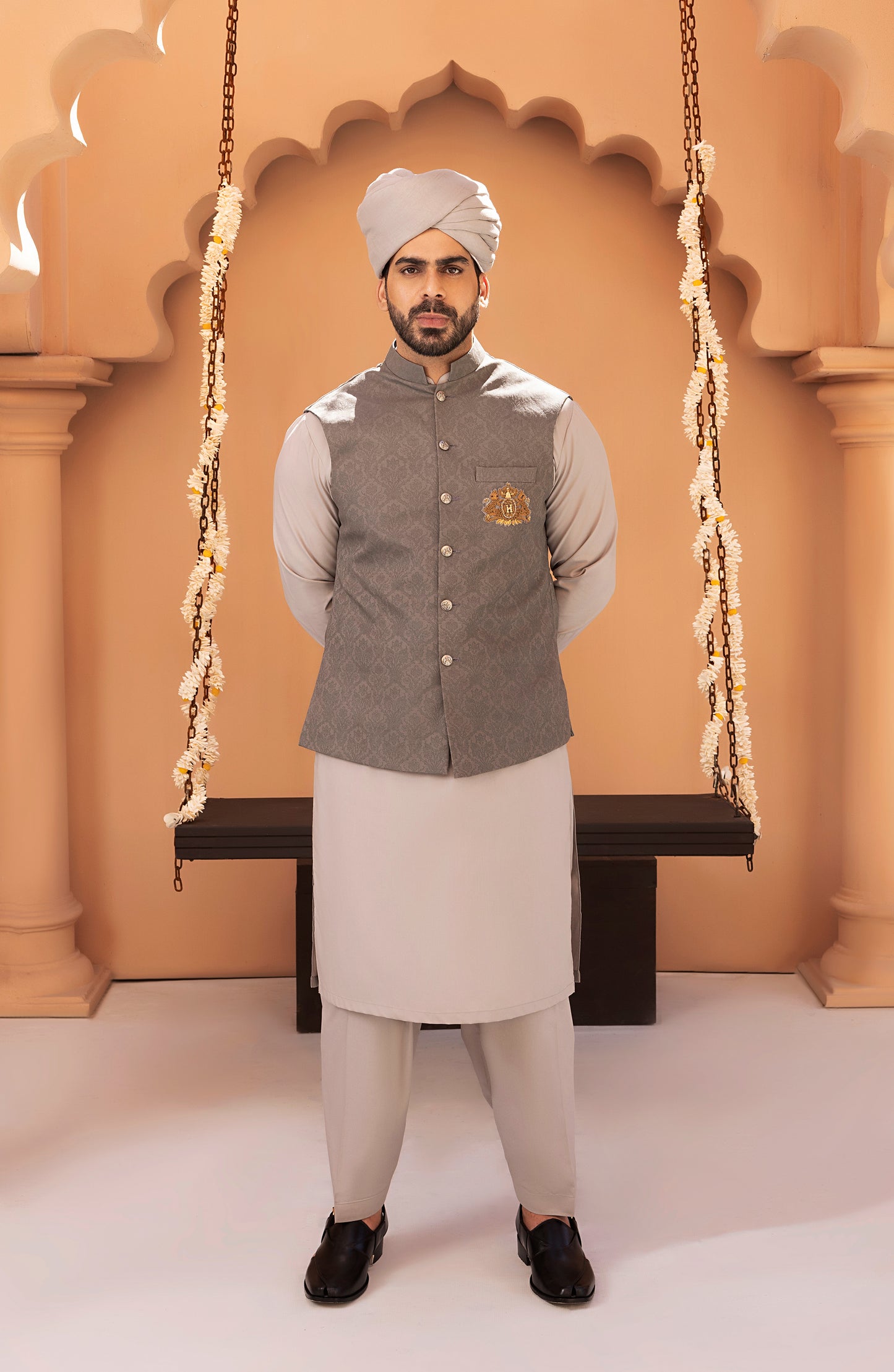 Ash Grey Waistcoat Shalwar Kameez