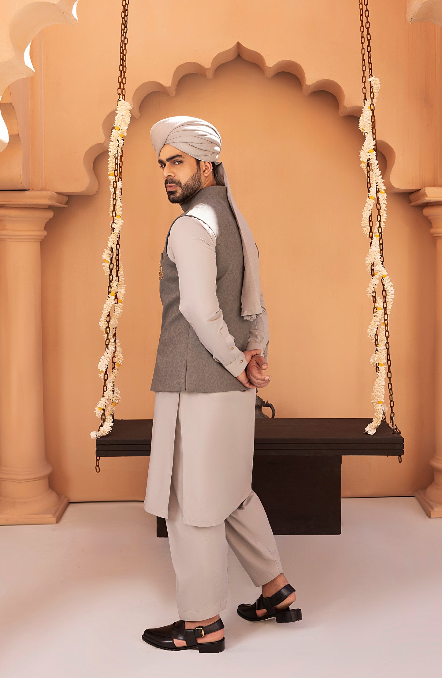 Ash Grey Waistcoat Shalwar Kameez
