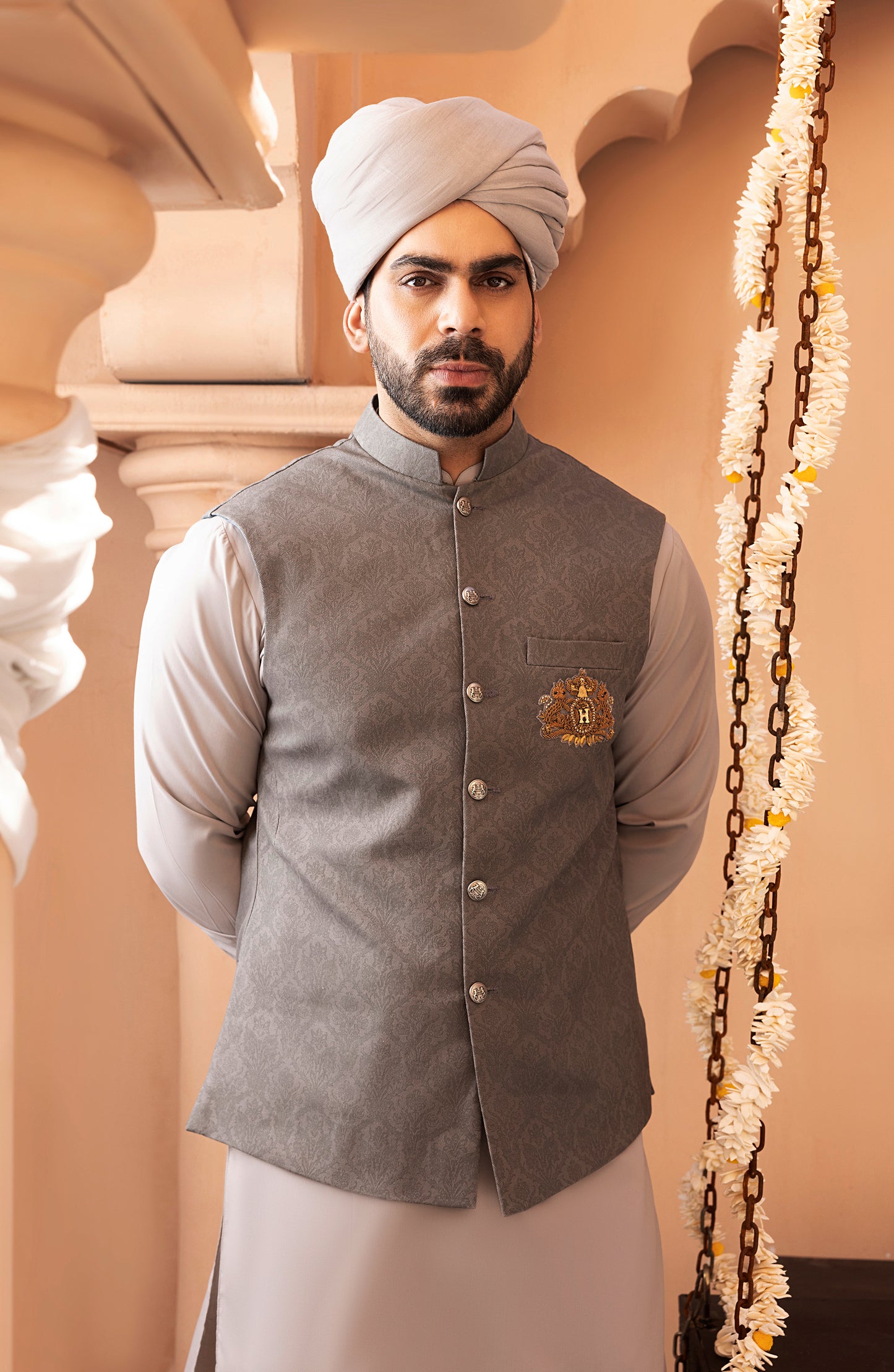 Ash Grey Waistcoat Shalwar Kameez