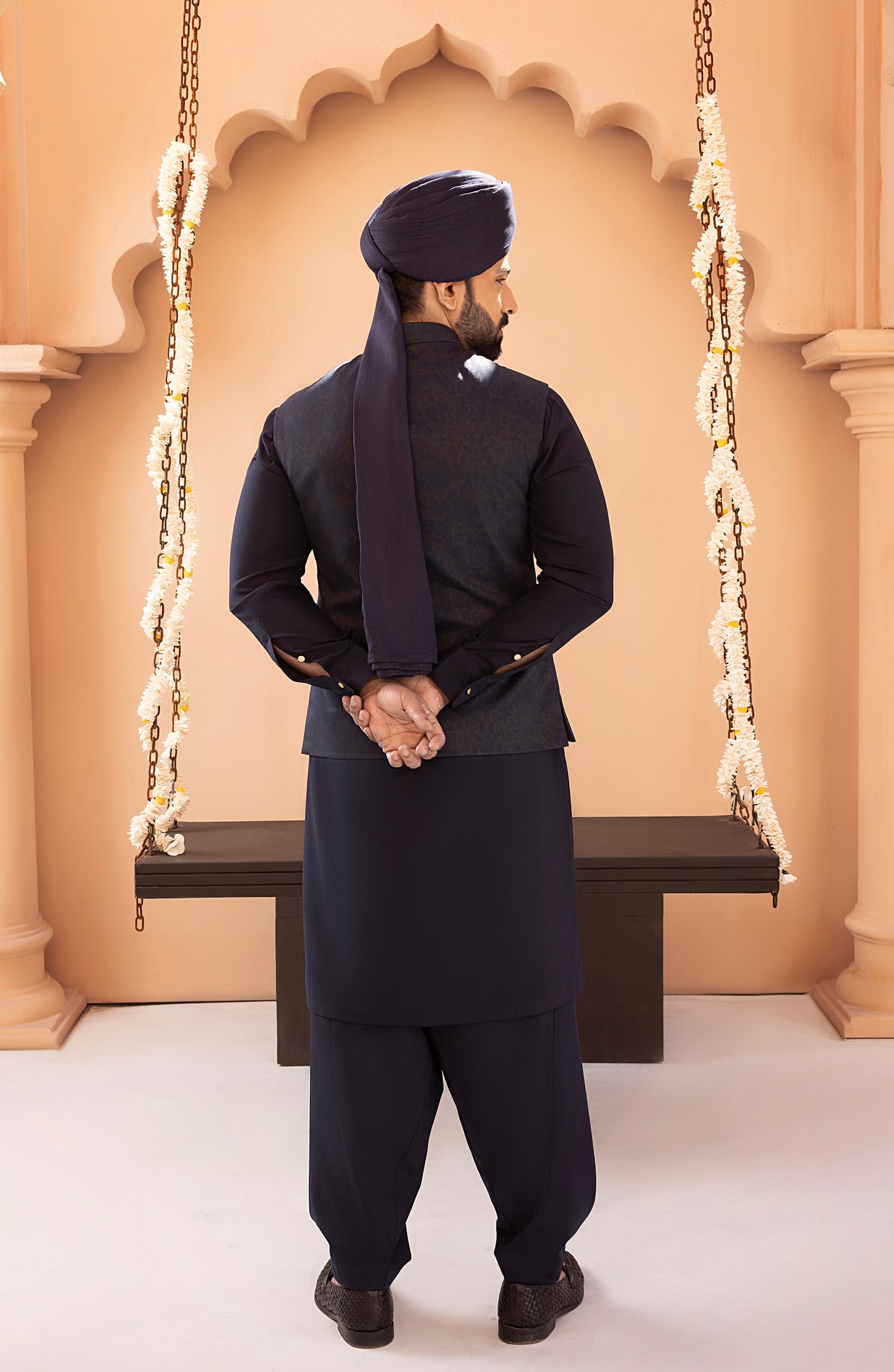 Navy Blue Waistcoat Shalwar Kameez
