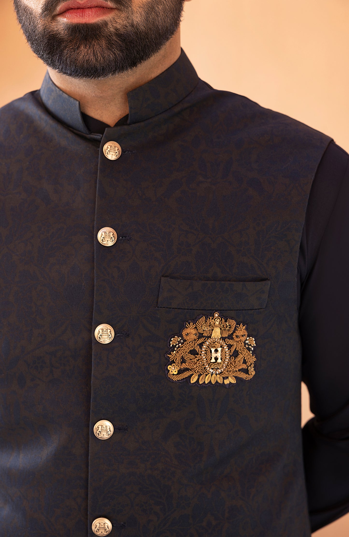 Navy Blue Waistcoat Shalwar Kameez
