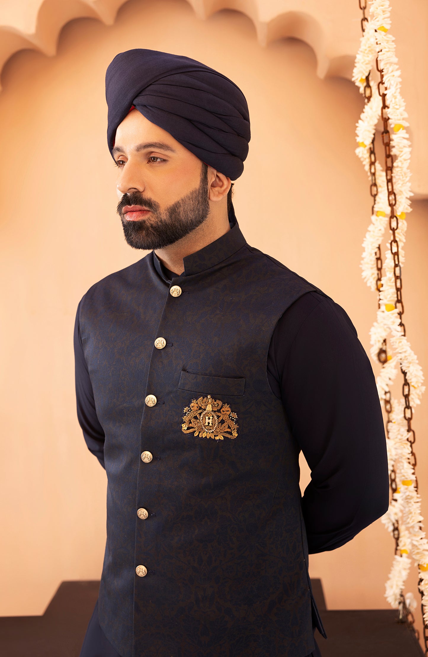Navy Blue Waistcoat Shalwar Kameez