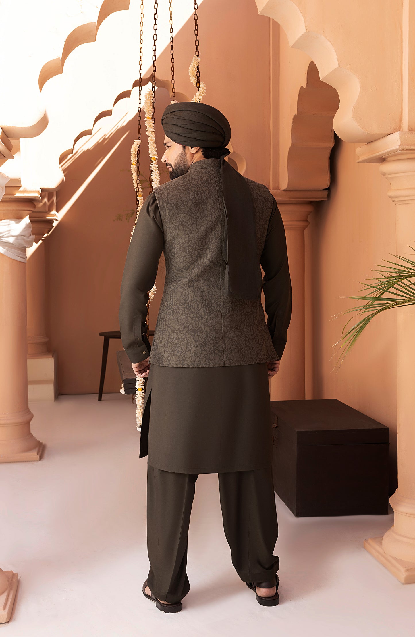 Deep Green Waistcoat Shalwar Kameez