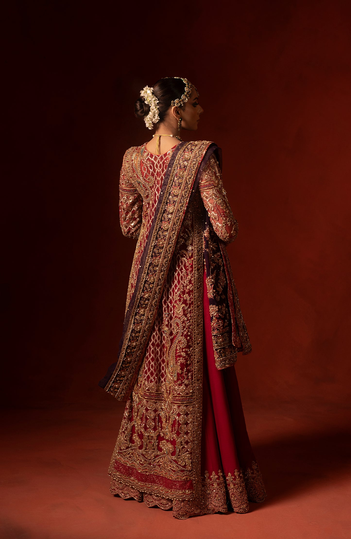 Red Front Open Shirt with Azaar Pants
