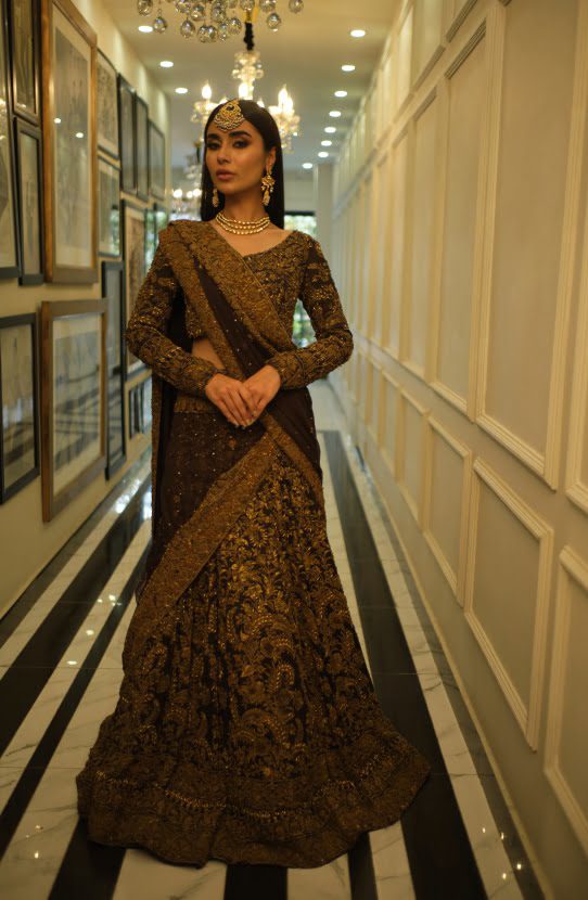 Bridal Traditional Lehenga Choli Adorned with Antique Gold Work