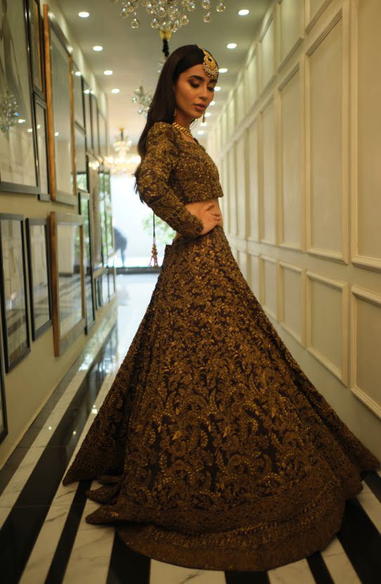 Bridal Traditional Lehenga Choli Adorned with Antique Gold Work