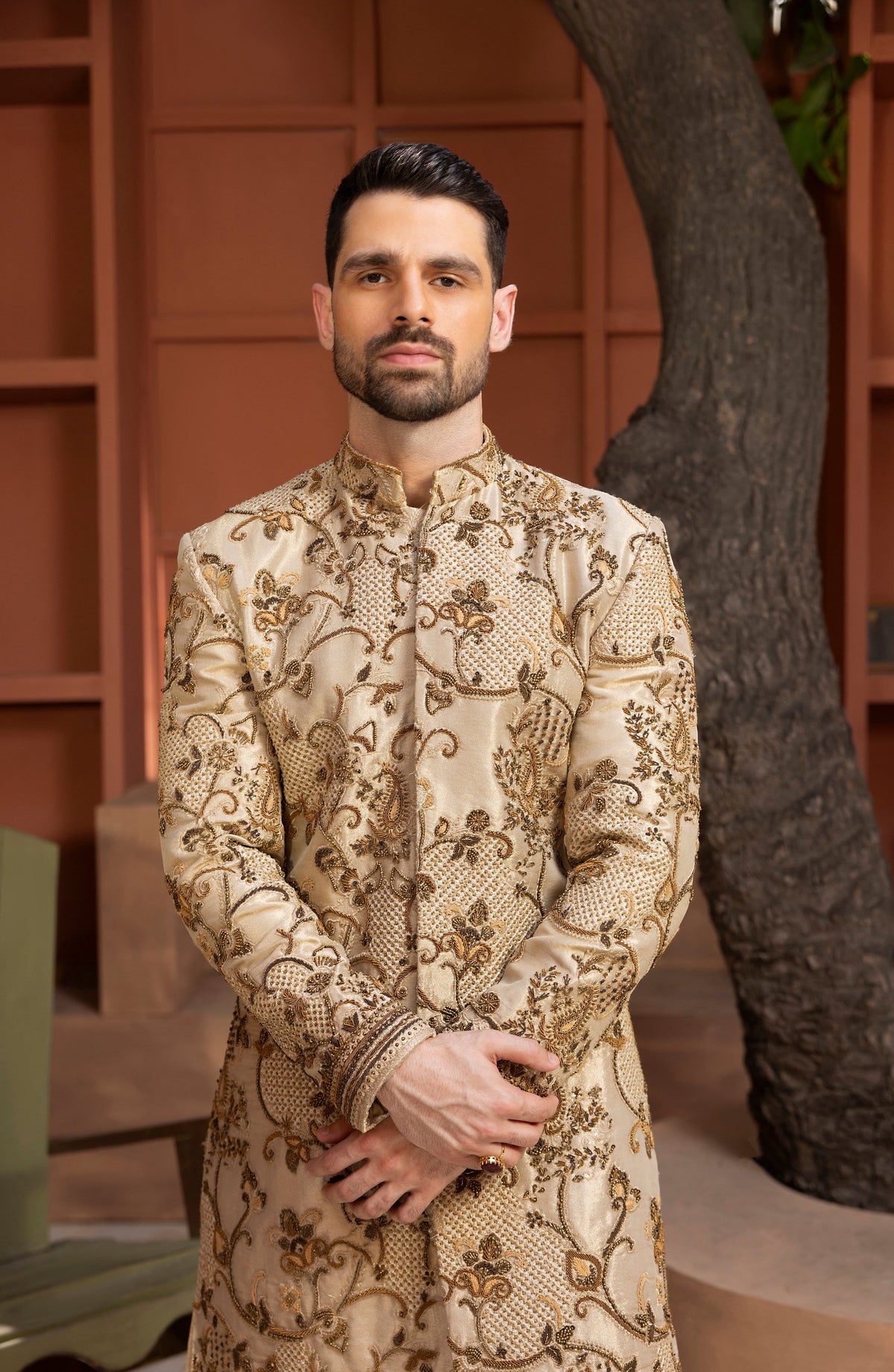 Sherwani with intricate threadwork