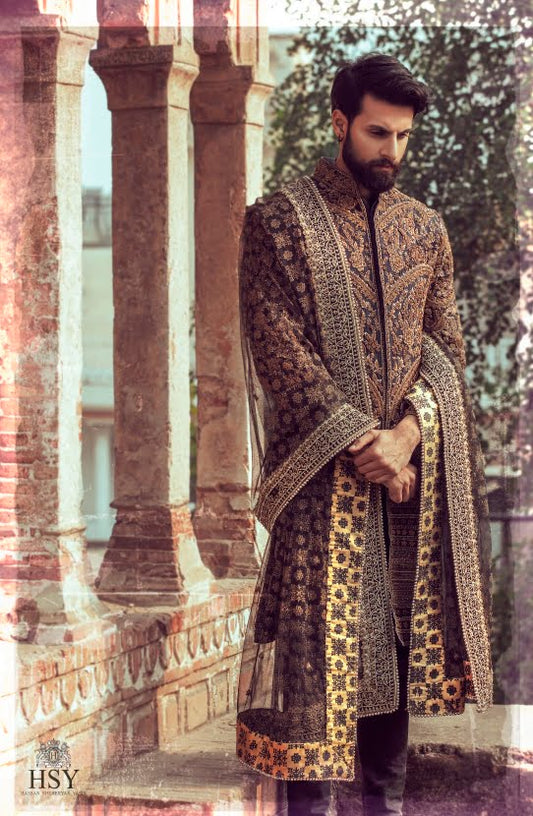 Heavily Embellished Sherwani With Matching Kurta and Shalwar