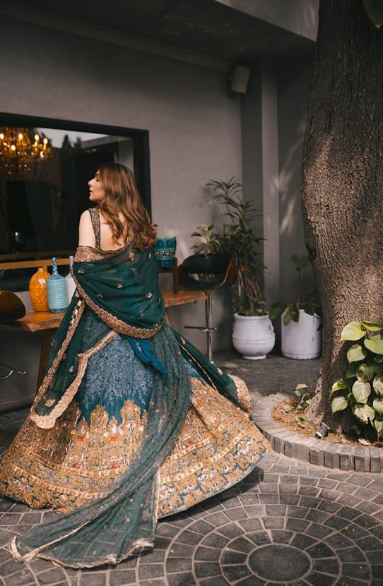 Bridal High-waisted Lehenga Paired with a Raw Silk Choli
