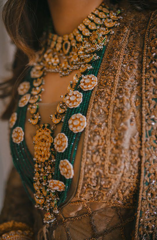 Bridal Classic Embroidered Front-open Gown with a Lehenga