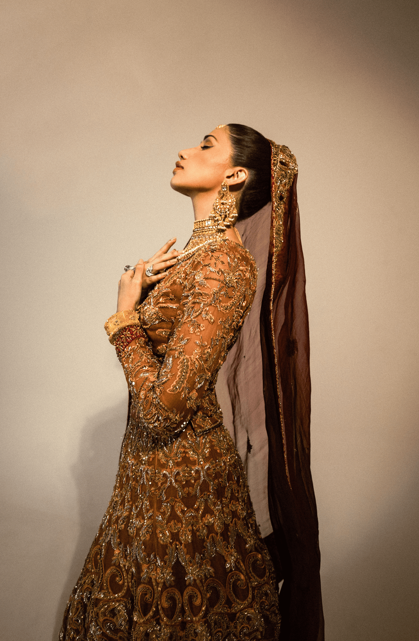 Afreen - Bridal Organza Lehenga Choli Paired with Maroon Dupatta - HSY Bridal & Couture