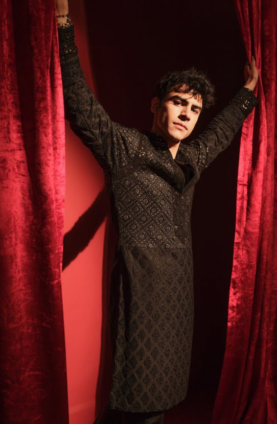 Black mens kurta by HSY