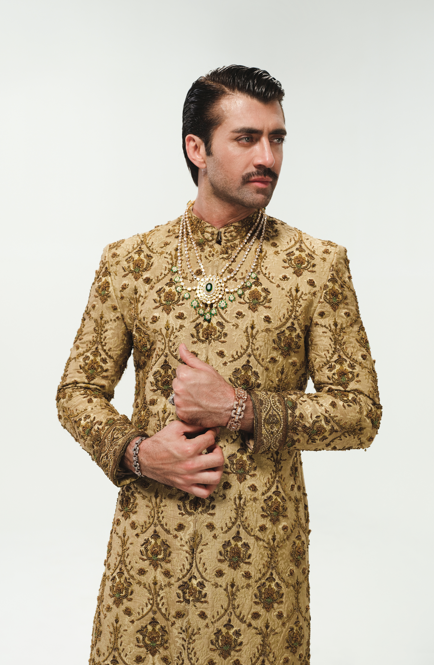 Aimal Khan wearing HSY Designer Sherwani, Kurta and Shalwar.