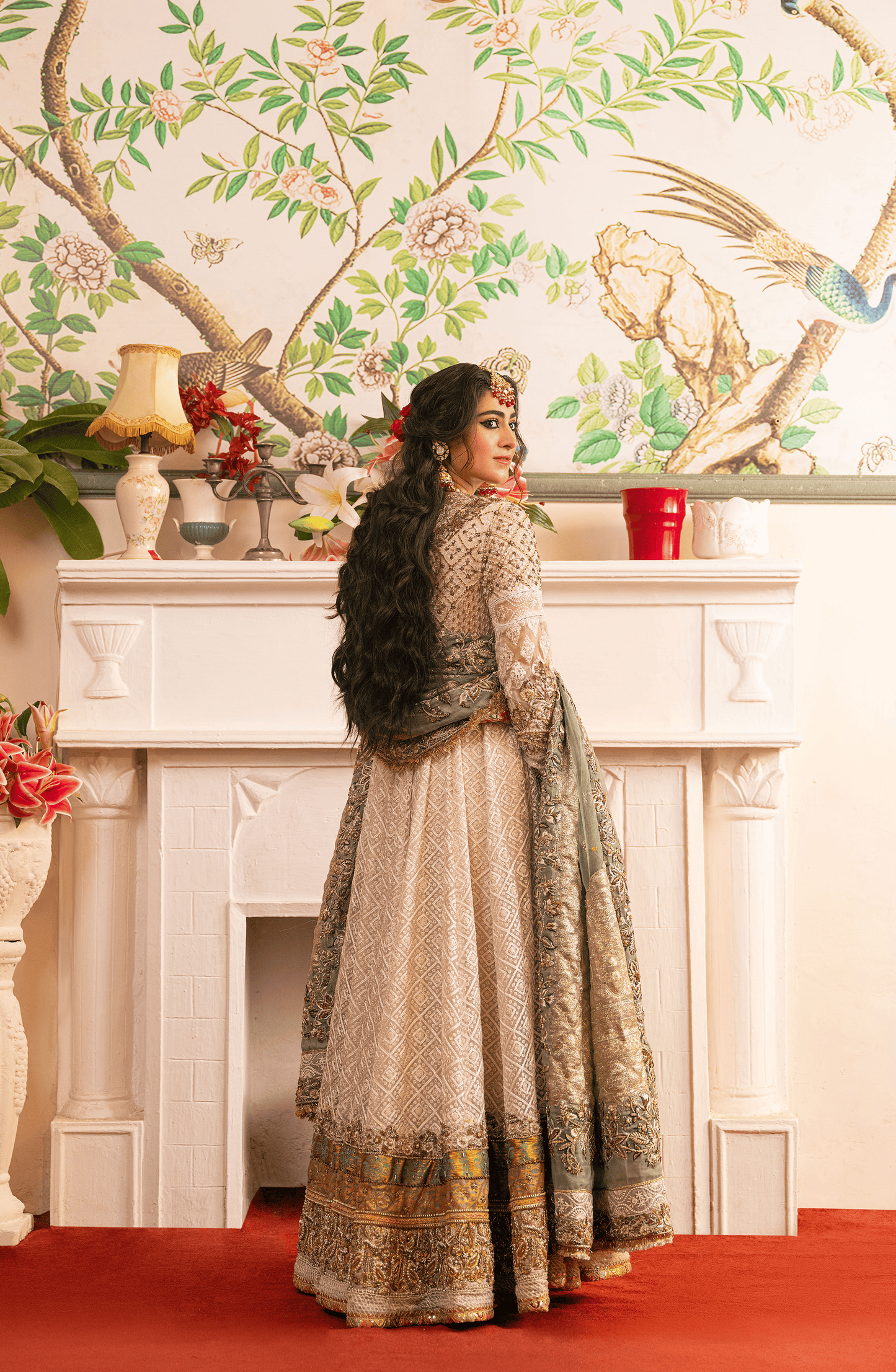 Zeenat – Pearl White Pishwas Paired with Organza Dupatta & Chooridar
