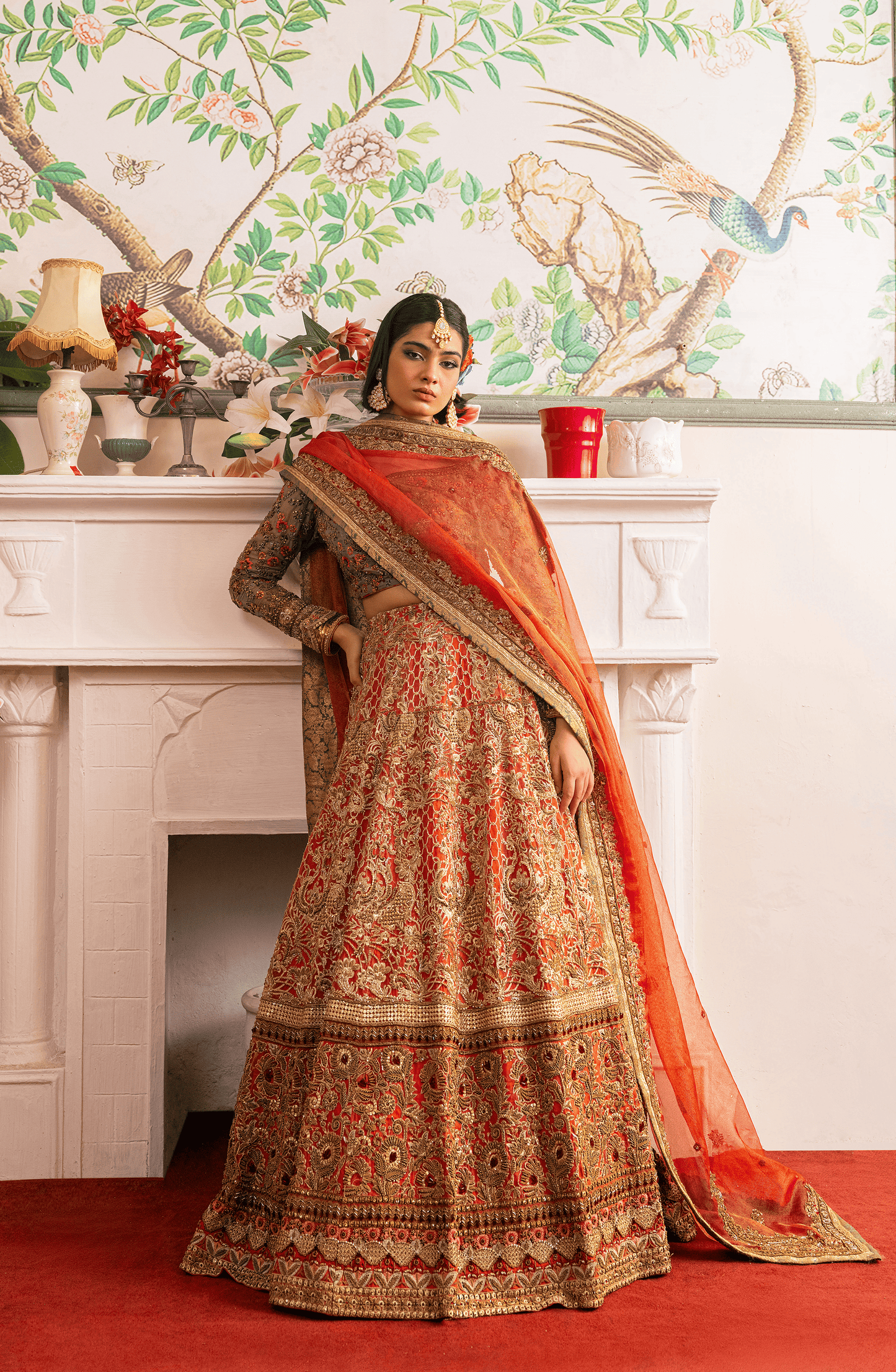 Shabnam - Lehenga Choli Ensemble with a Zari Net Dupatta - HSY Bridal and Couture USA