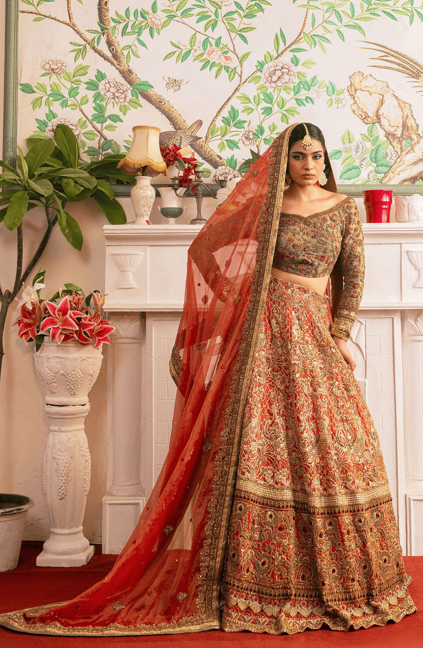 Shabnam - Lehenga Choli Ensemble with a Zari Net Dupatta - HSY Bridal and Couture USA