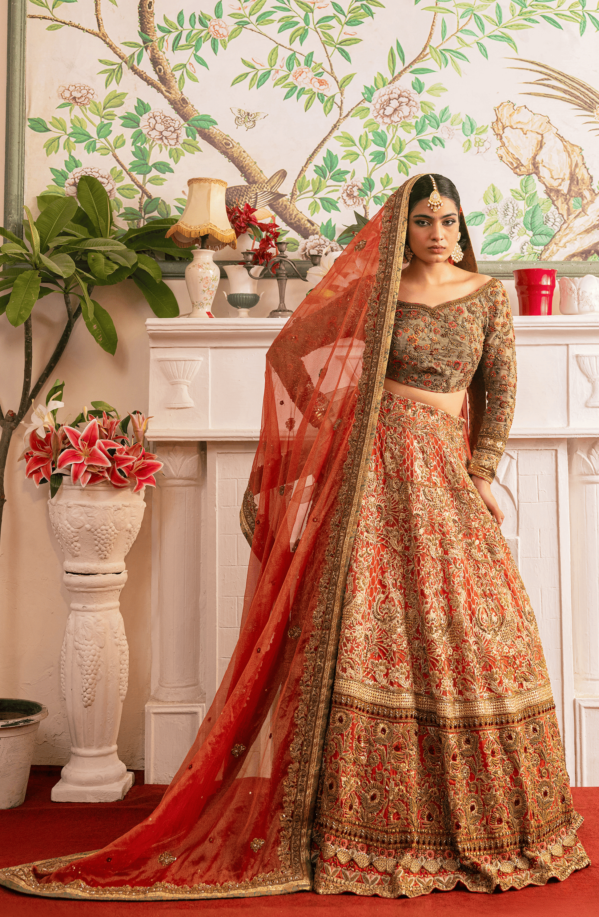 Shabnam - Lehenga Choli Ensemble with a Zari Net Dupatta - HSY Bridal and Couture USA