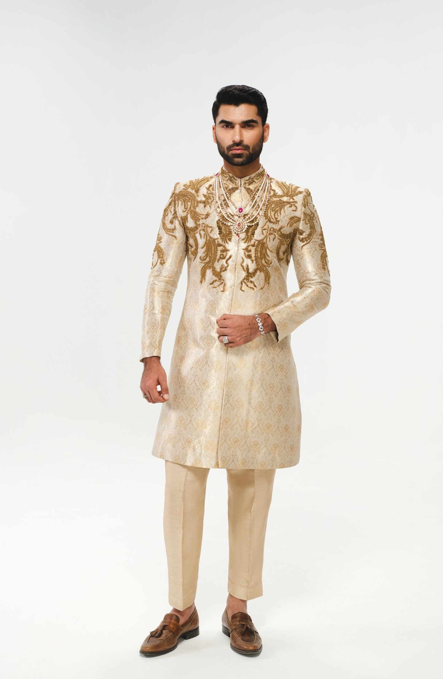 Rizwan Jaffery wearing Sherwani, Kurta and Pants.