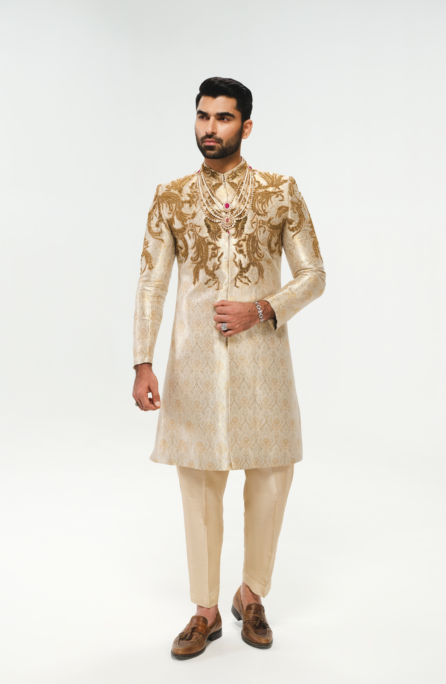 Rizwan Jaffery wearing Sherwani, Kurta and Pants.