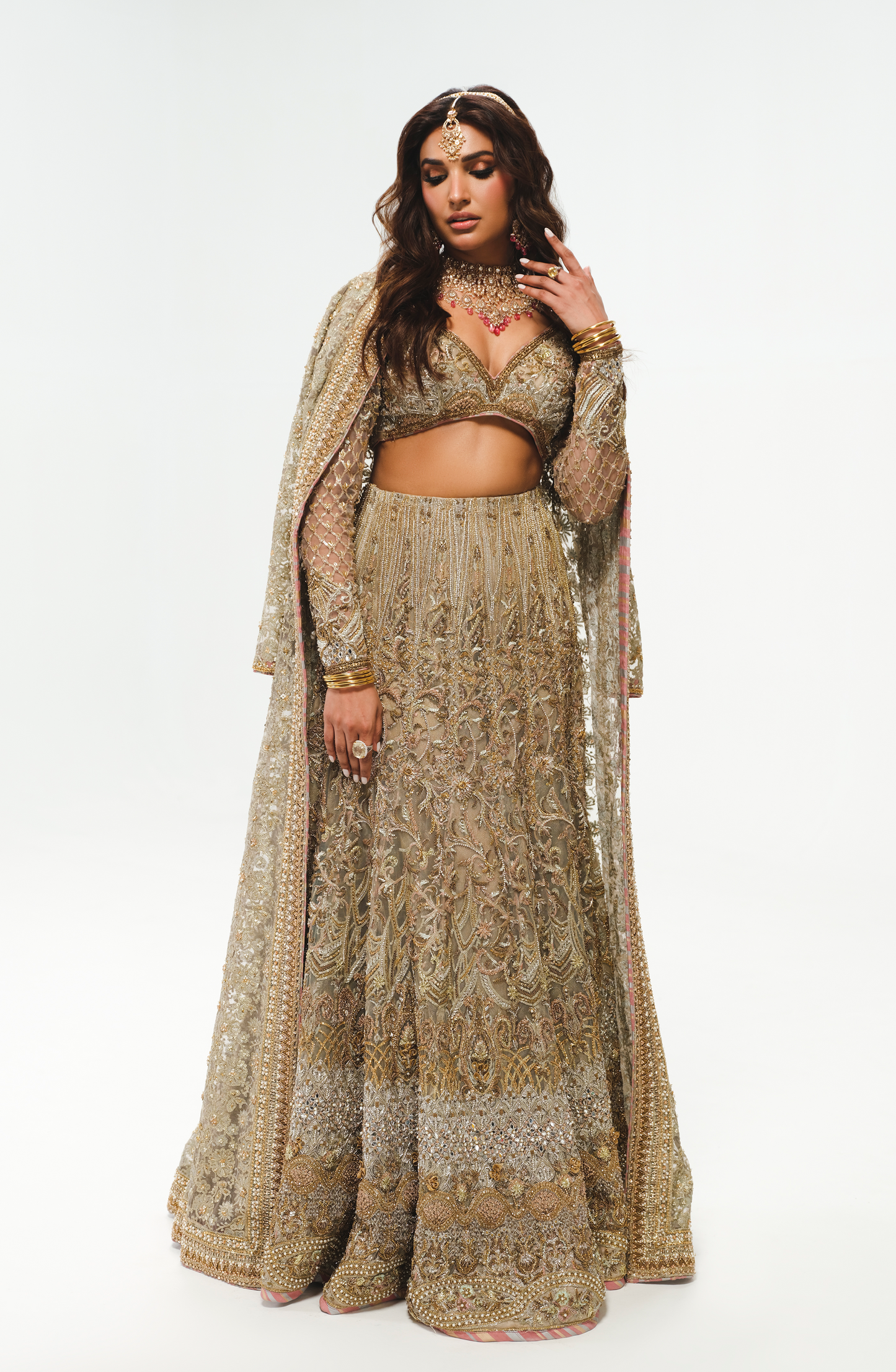 HSY Silver Grey Bridal Lehenga