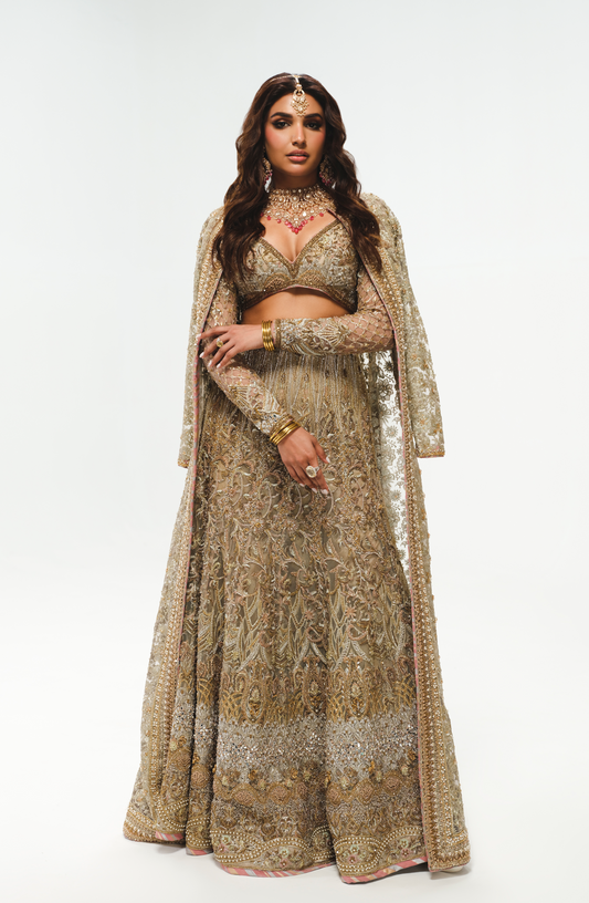 HSY Silver Grey Bridal Lehenga fro Wedding