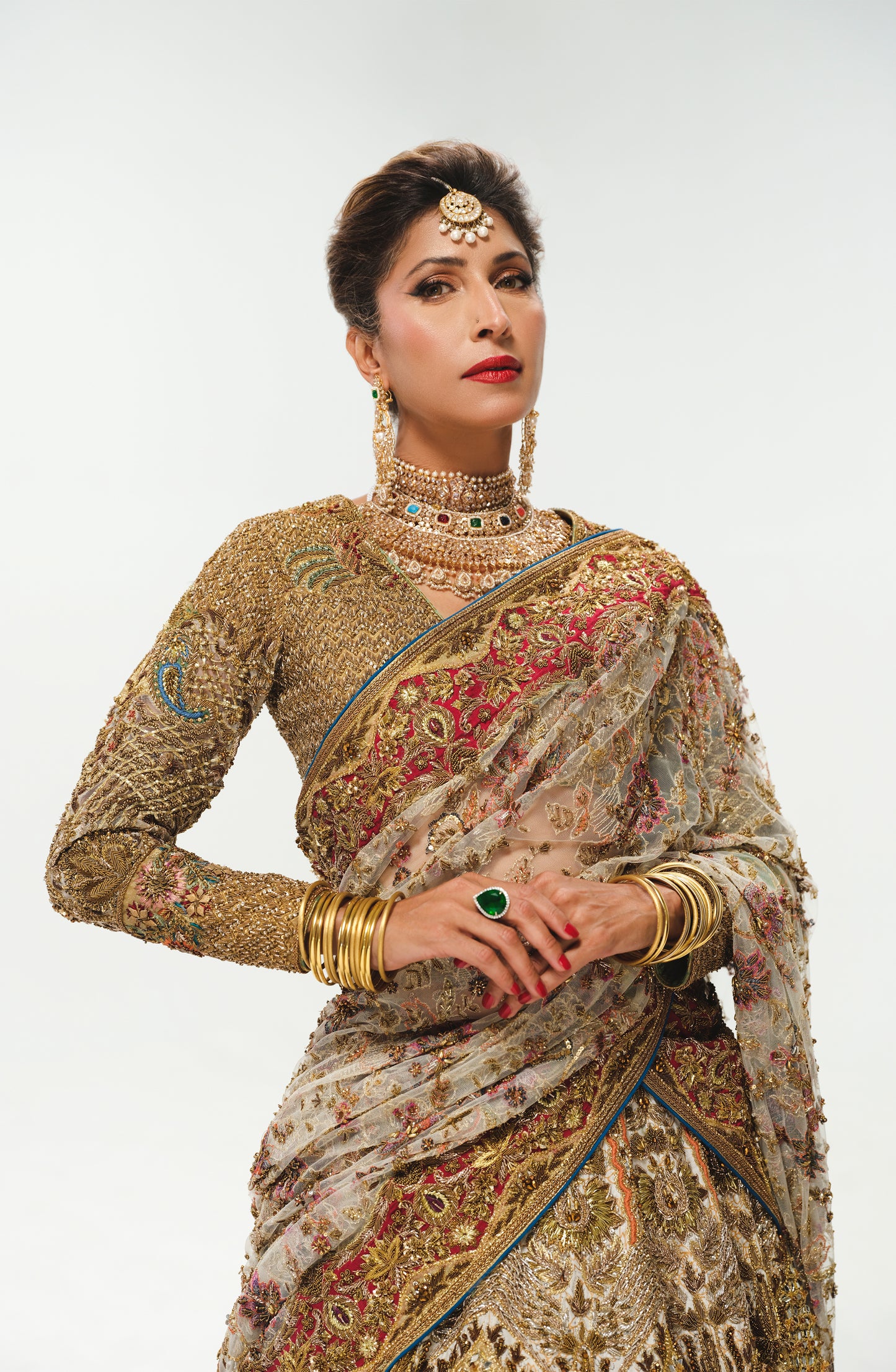 Vaneeza Ahmad wearing white bridal lehenga choli