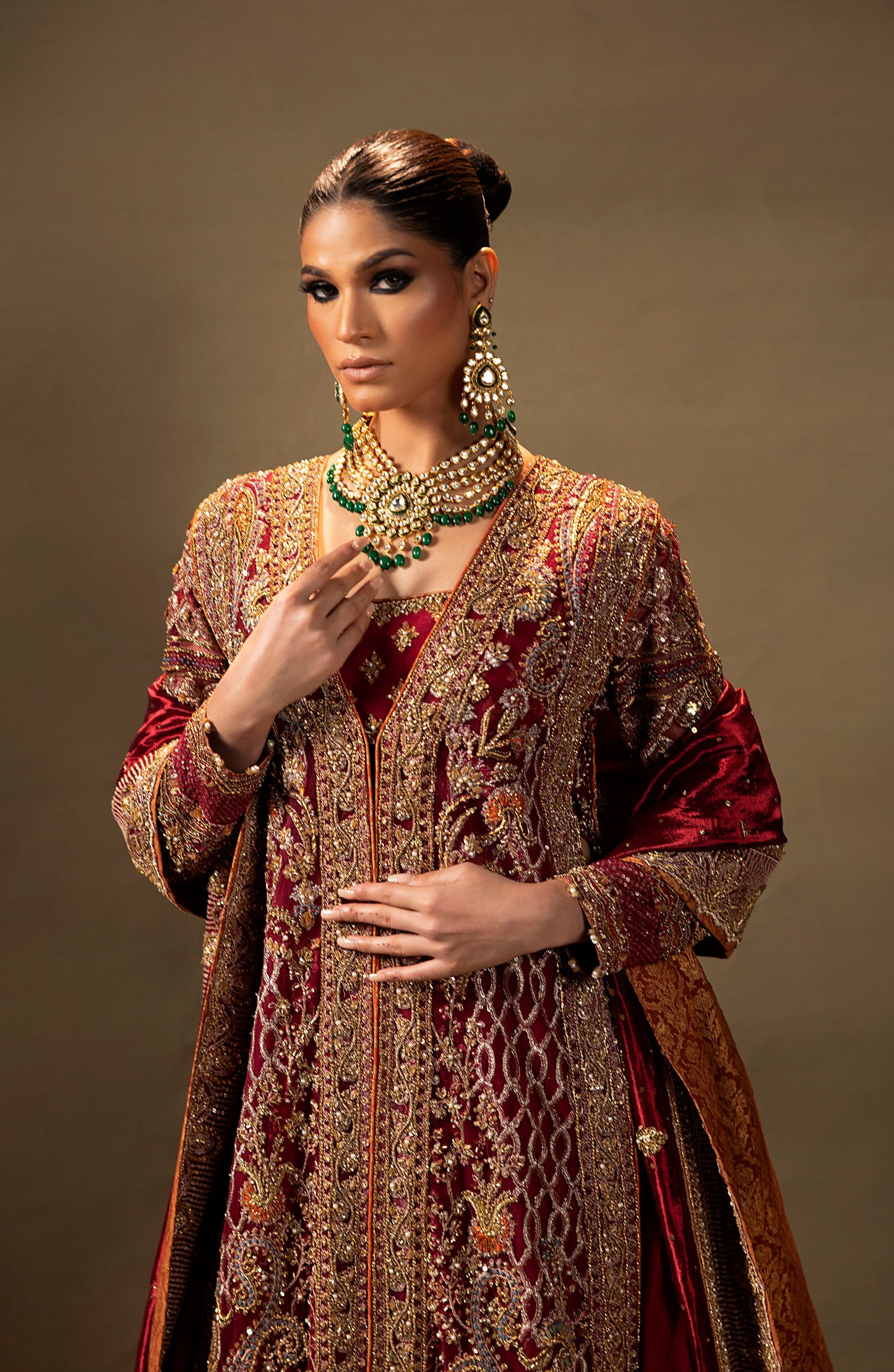 Deluxe 03 – Maroon Lehanga Set with Mukesh Dupatta